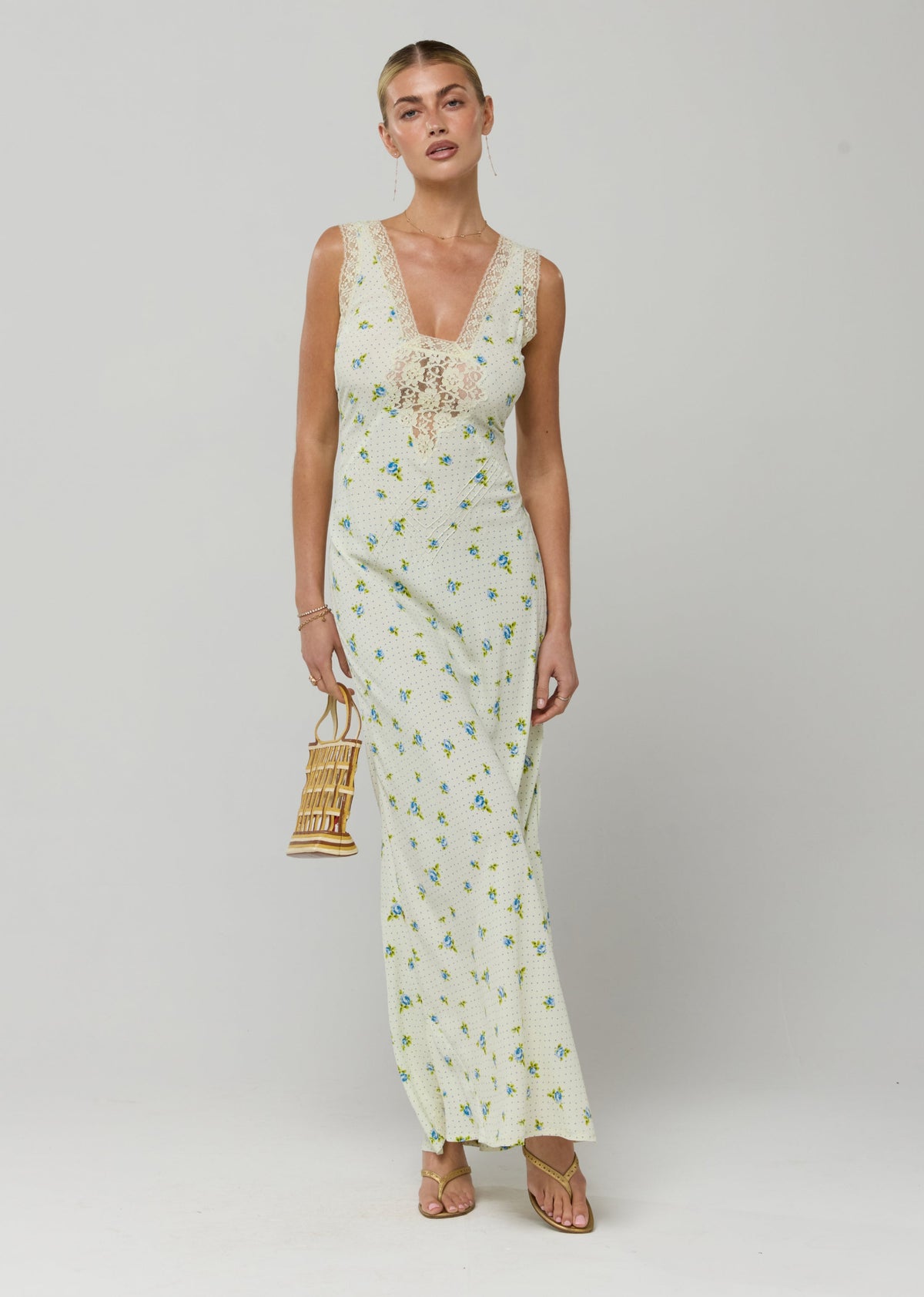 This is an image of Aimee Dress in Bluebell - RESA featuring a model wearing the dress