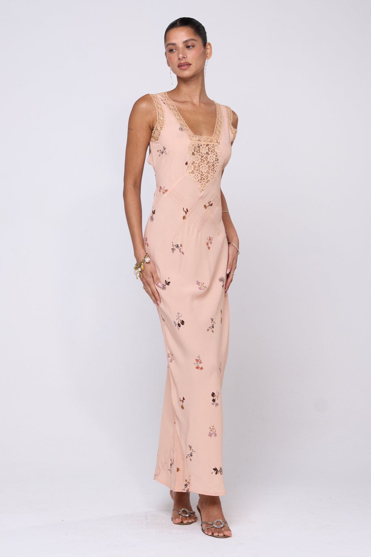 This is an image of Aimee Dress in Fleur - RESA featuring a model wearing the dress