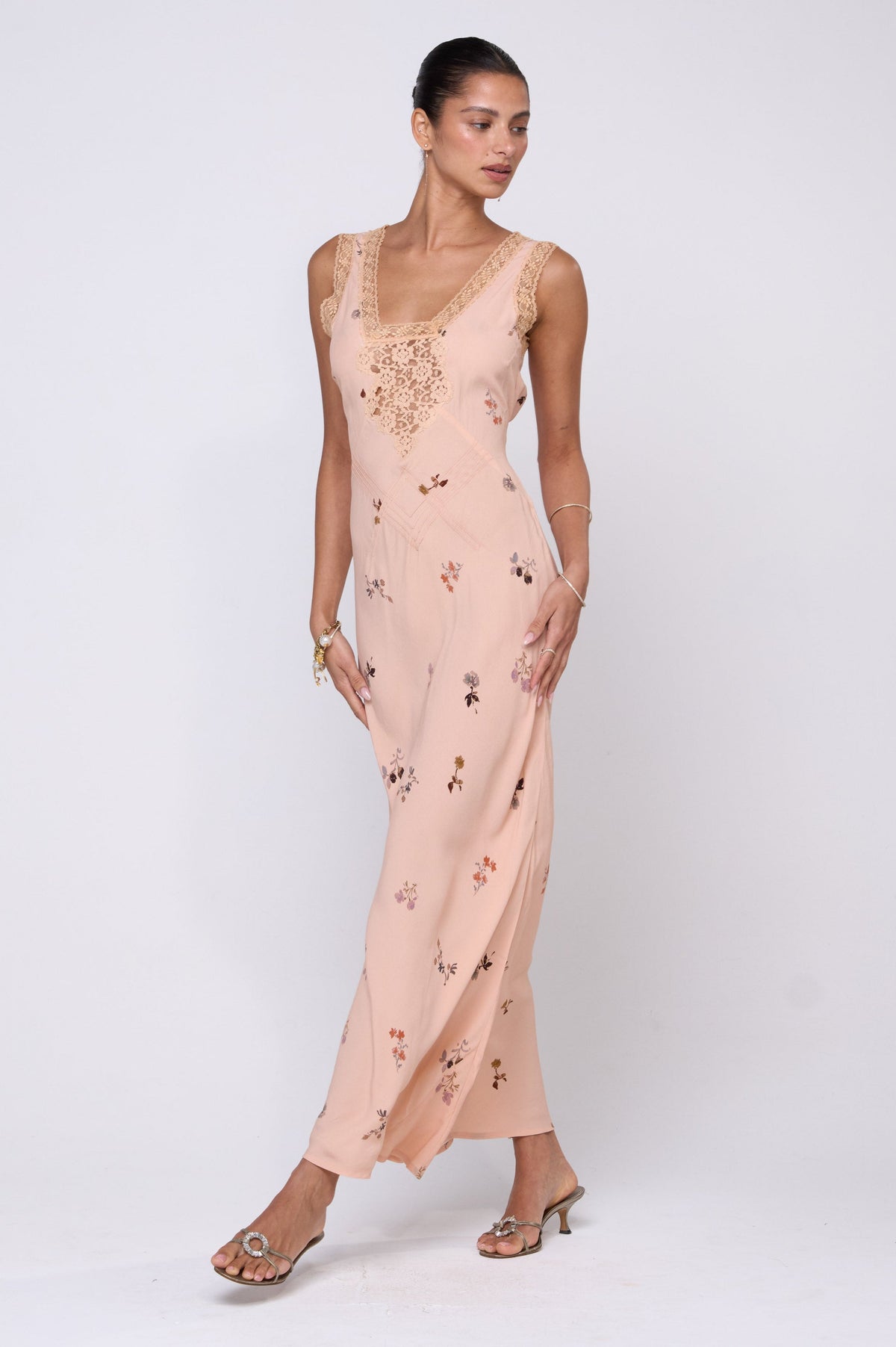 This is an image of Aimee Dress in Fleur - RESA featuring a model wearing the dress