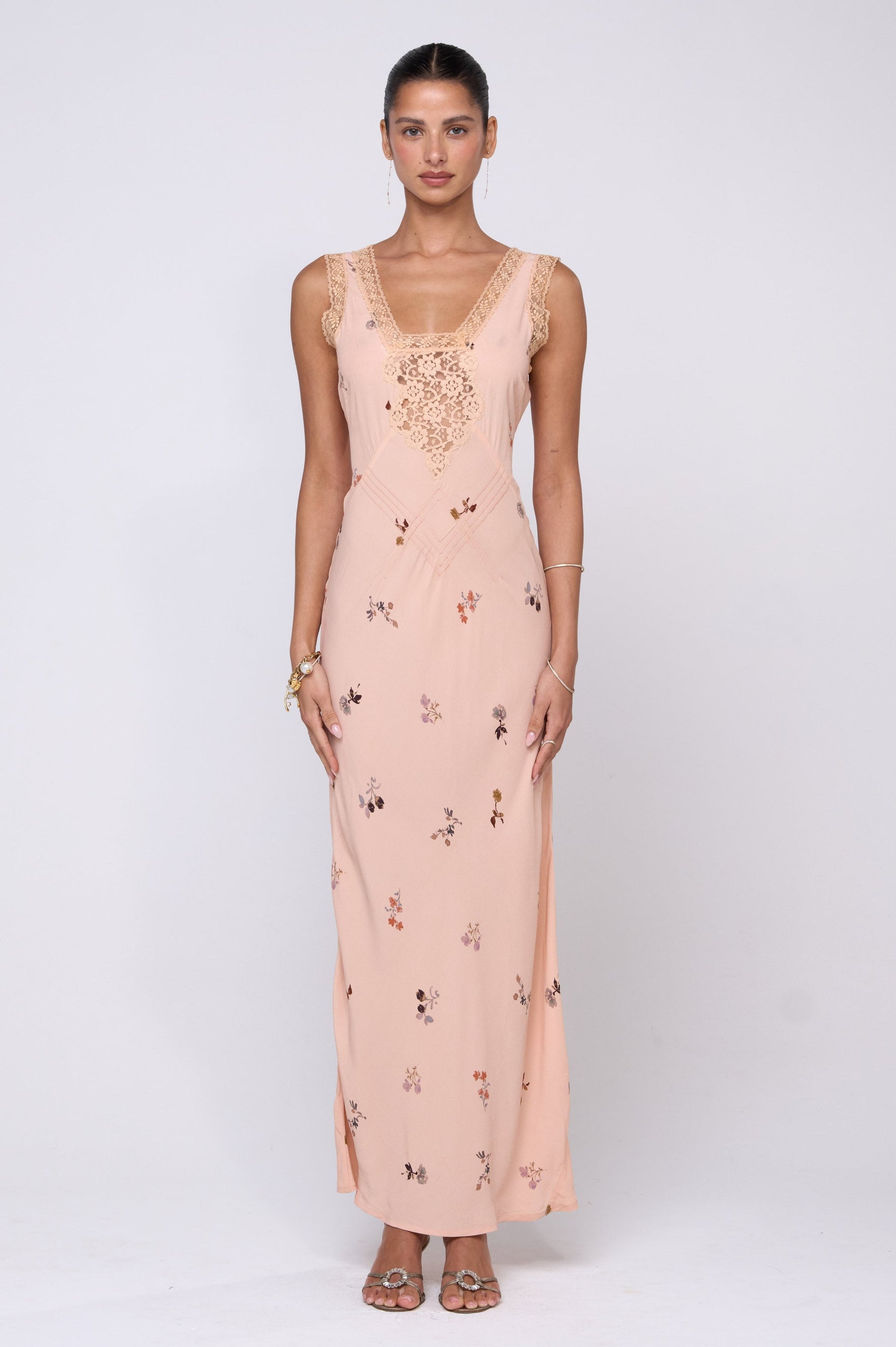 This is an image of Aimee Dress in Fleur - RESA featuring a model wearing the dress