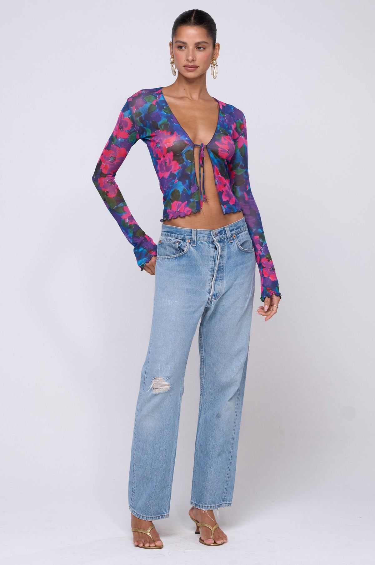 This is an image of Aliyah Mesh Top in Lanai - RESA featuring a model wearing the dress