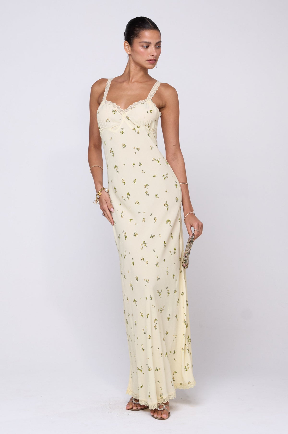 This is an image of Anais Dress in Beurre - RESA featuring a model wearing the dress