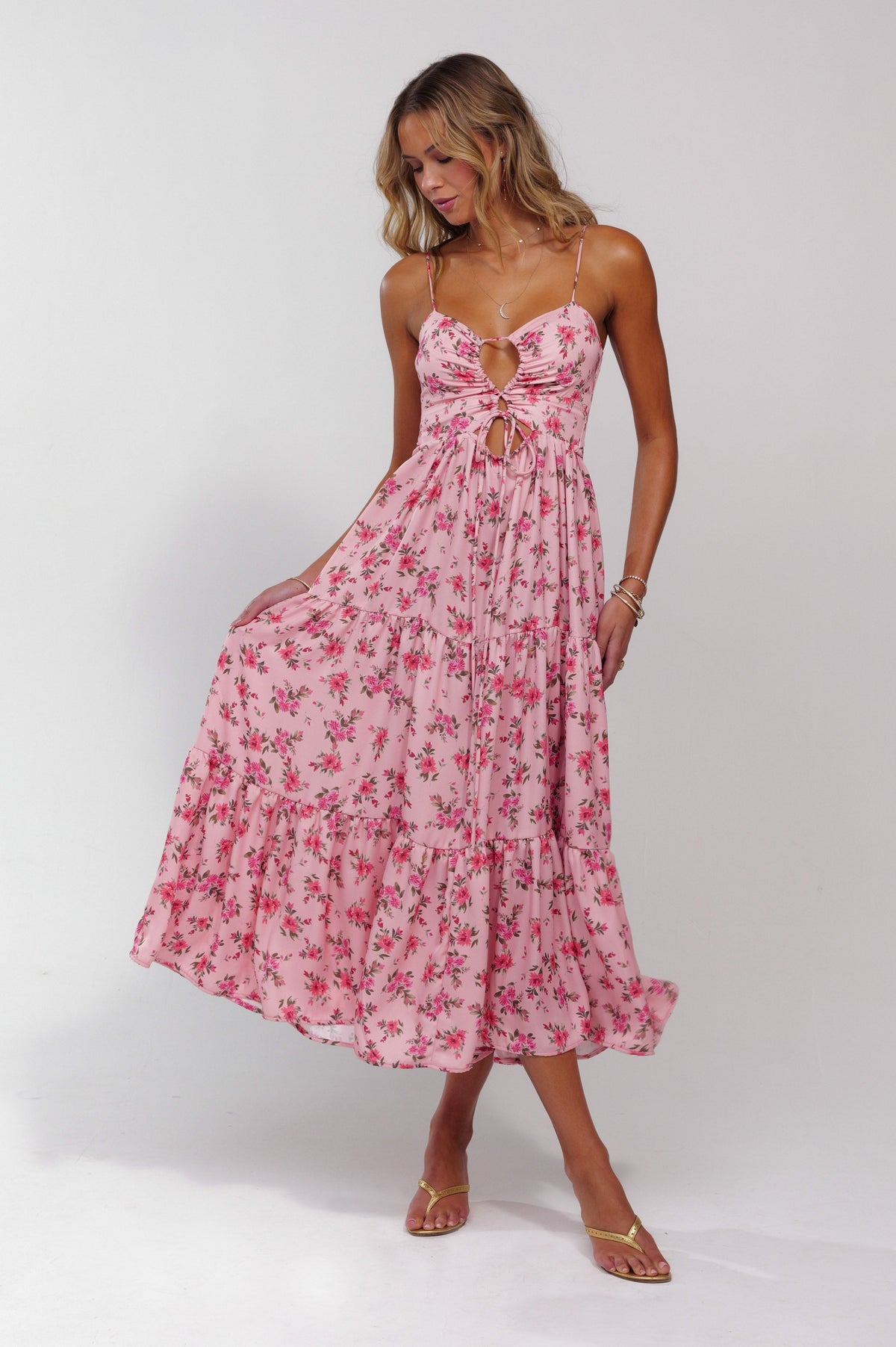 This is an image of Ariel Midi in Ojai - RESA featuring a model wearing the dress