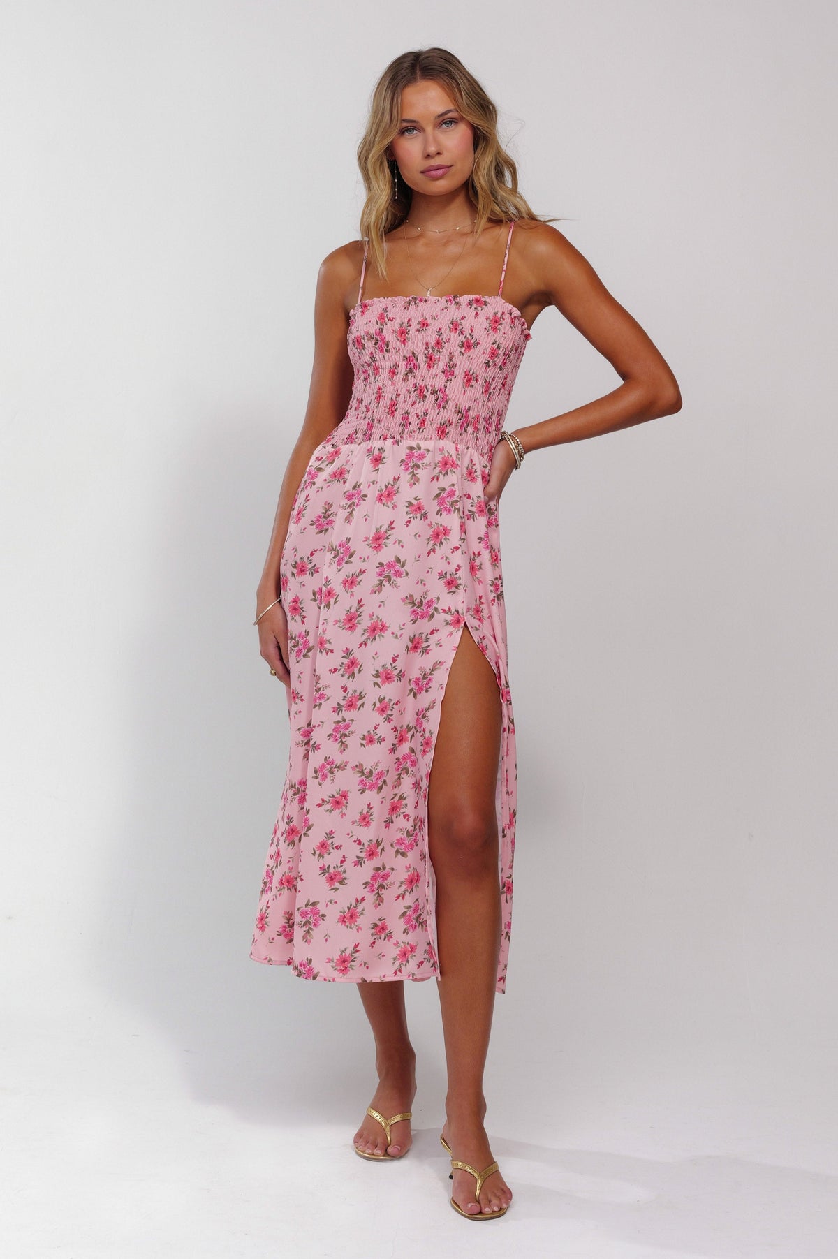 This is an image of Ashley Midi in Ojai - RESA featuring a model wearing the dress