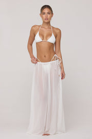 This is an image of Athena Skirt in White - RESA featuring a model wearing the dress