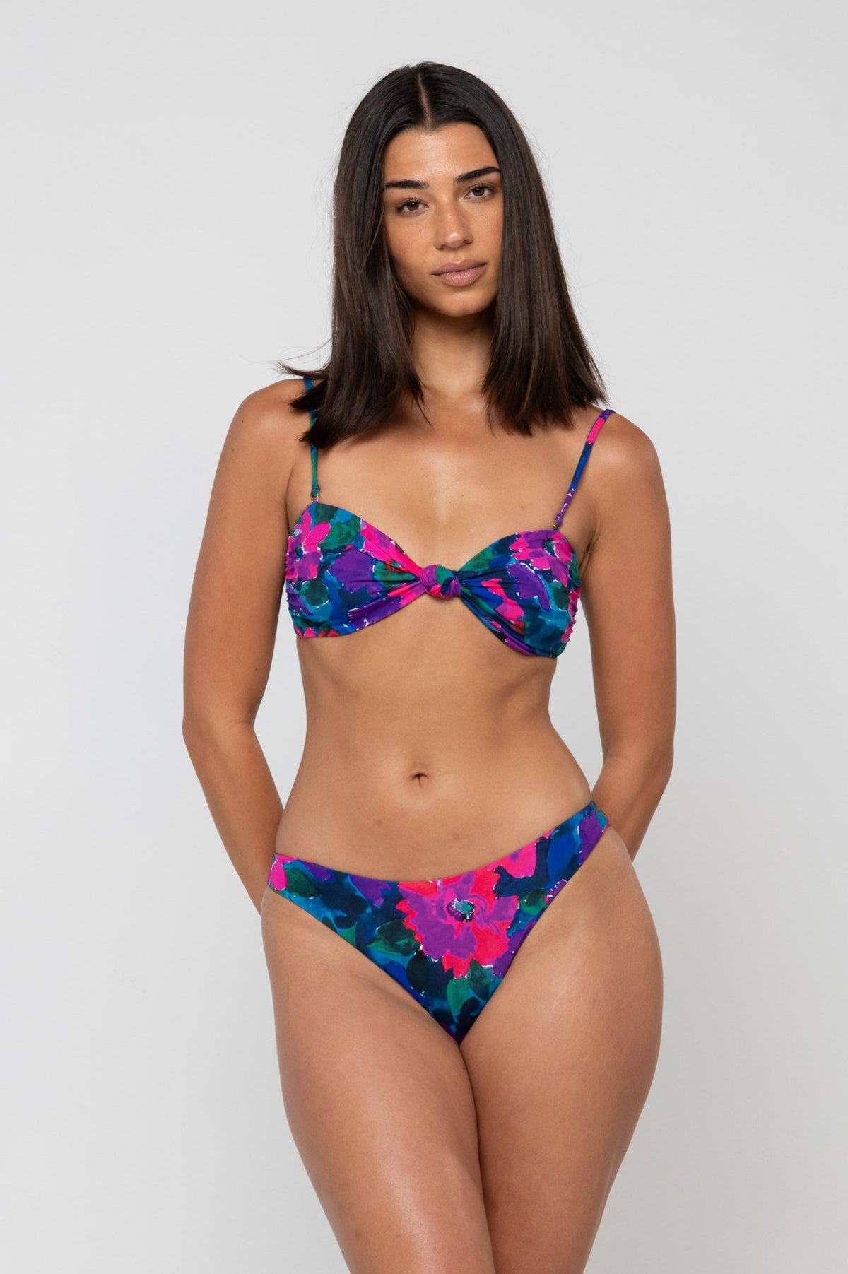 This is an image of Beau Bikini Bottom in Lanai - RESA featuring a model wearing the dress