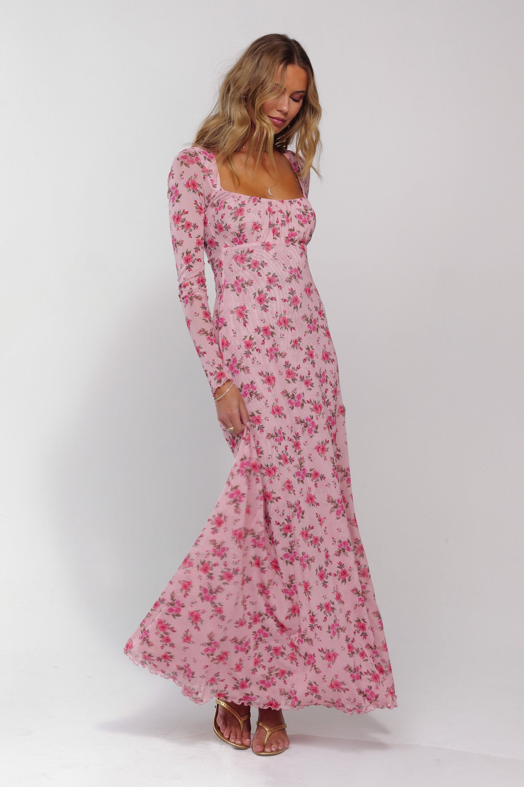 This is an image of Brittany Dress in Ojai - RESA featuring a model wearing the dress