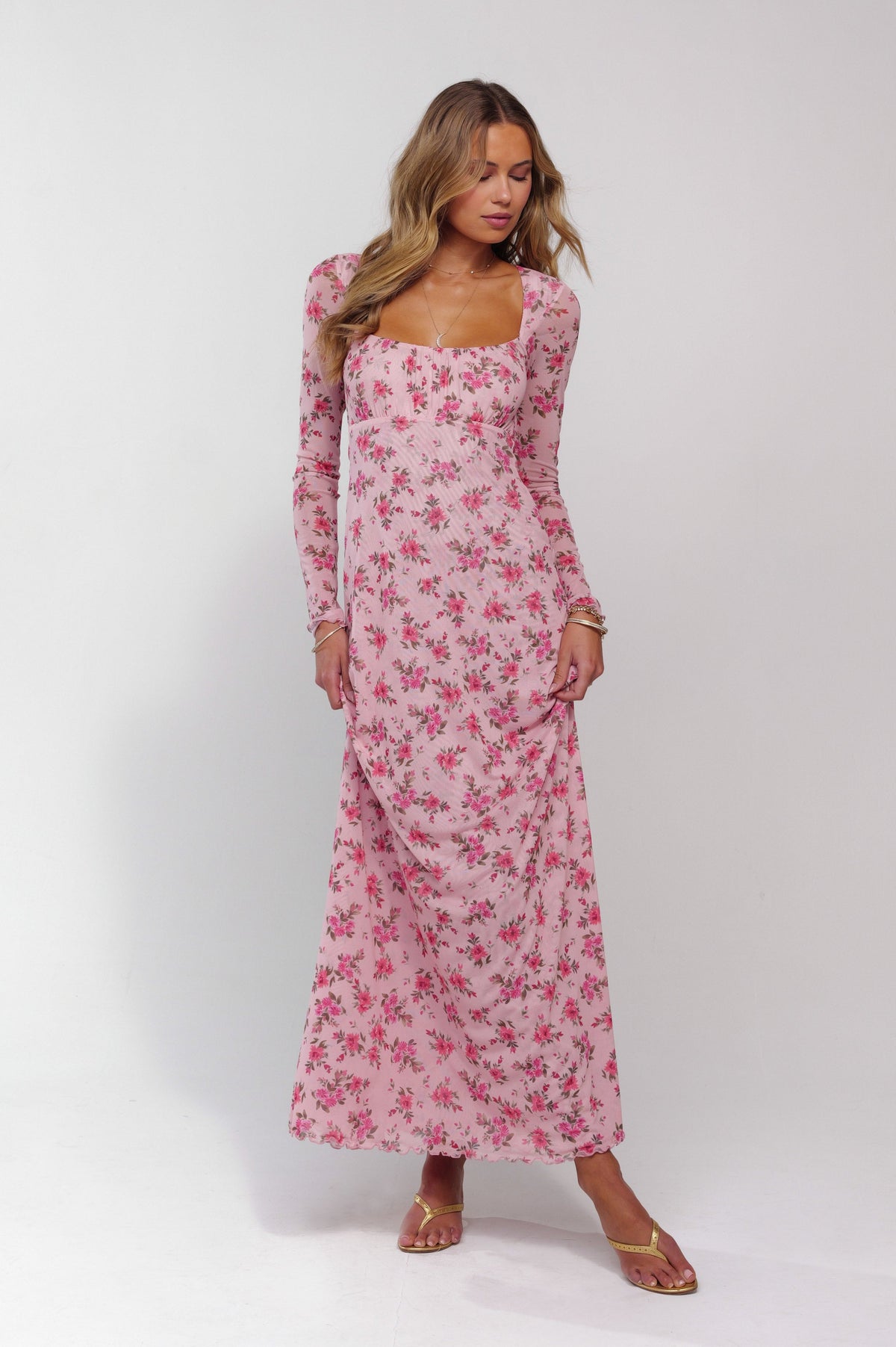 This is an image of Brittany Dress in Ojai - RESA featuring a model wearing the dress