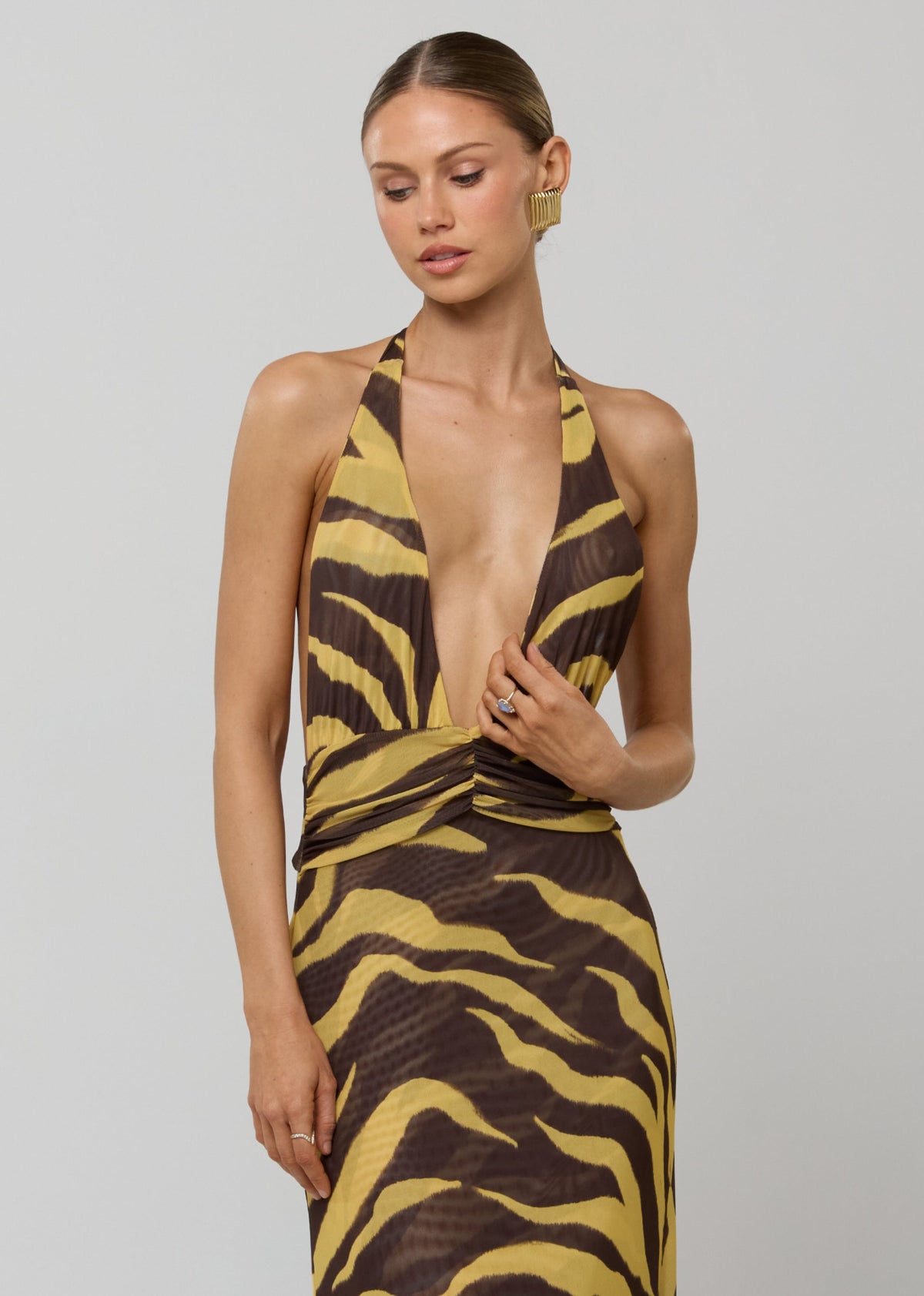 This is an image of Chelsea Dress in Raja - RESA featuring a model wearing the dress