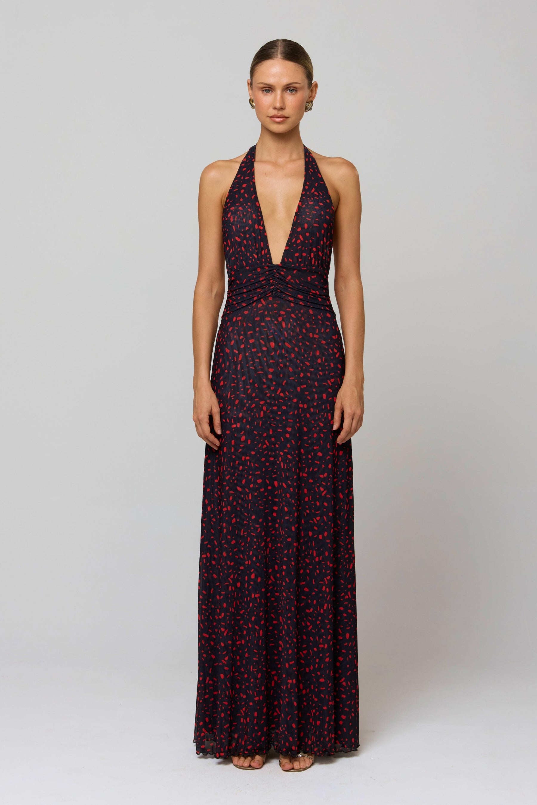 This is an image of Chelsea Dress in Rouge - RESA featuring a model wearing the dress