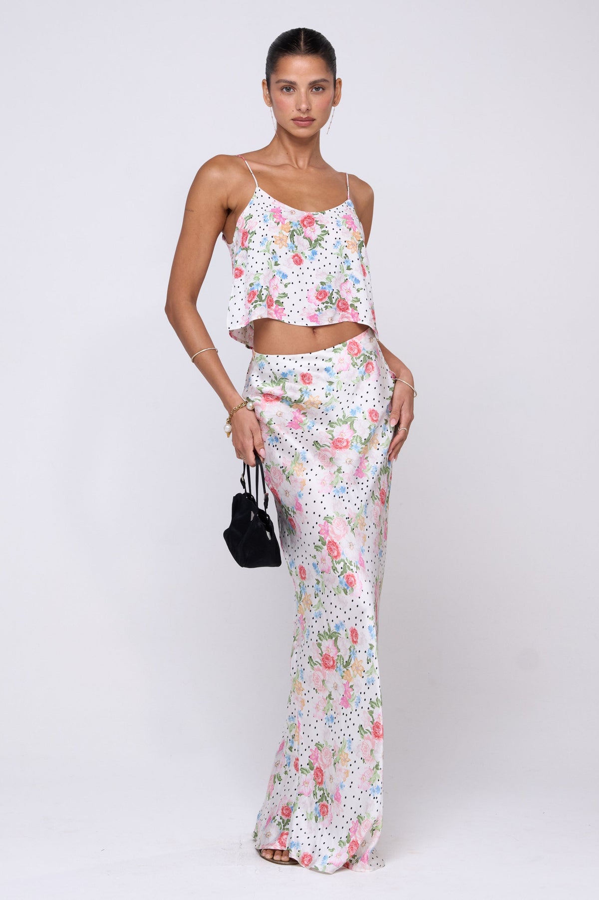 This is an image of Claire Top in Pois - RESA featuring a model wearing the dress