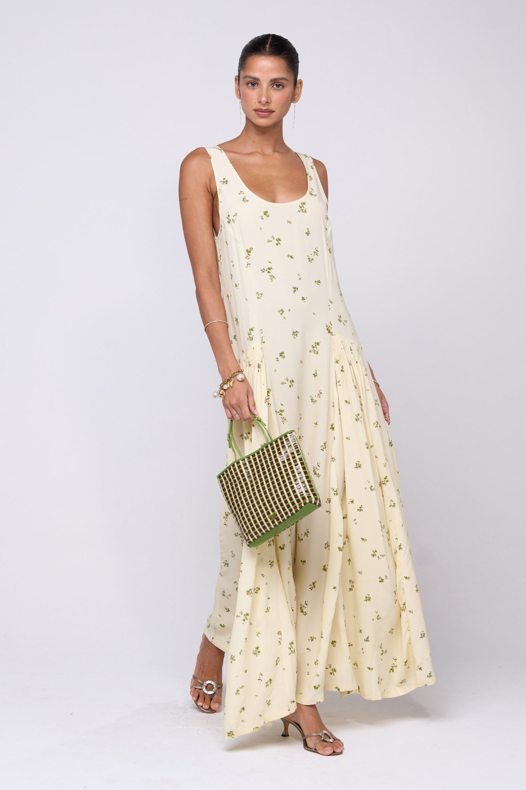 This is an image of Colette Dress in Beurre - RESA featuring a model wearing the dress