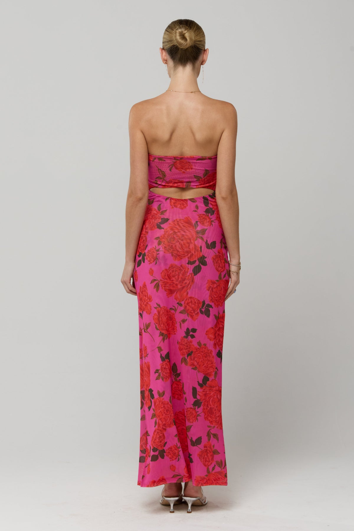 This is an image of Demi Dress in Rosebud - RESA featuring a model wearing the dress