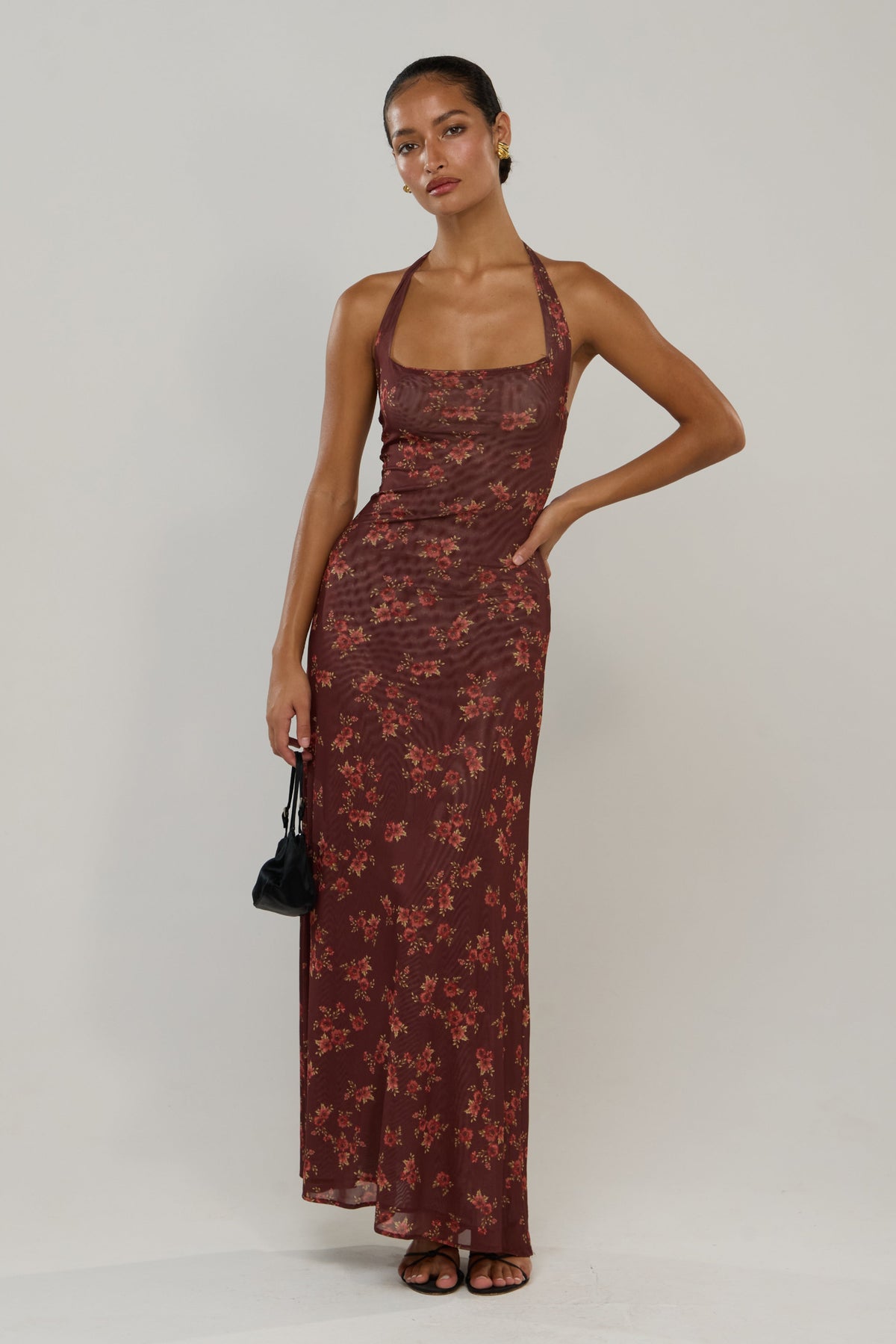 This is an image of Elise in Mulberry - RESA featuring a model wearing the dress