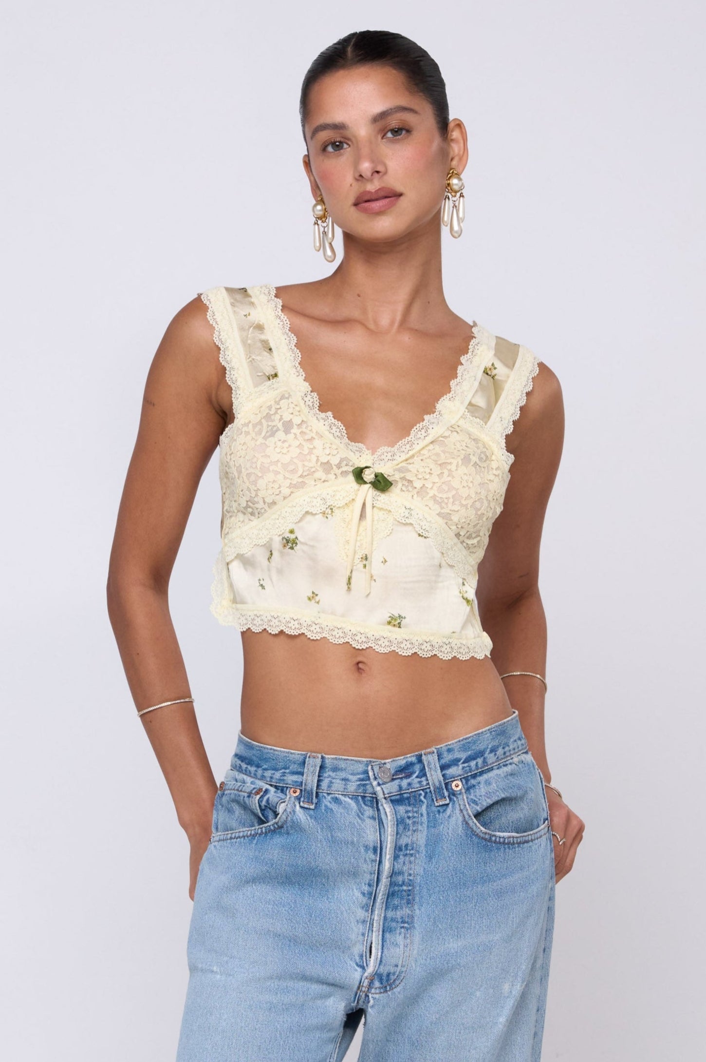 This is an image of Eloise Top in Beurre - RESA featuring a model wearing the dress