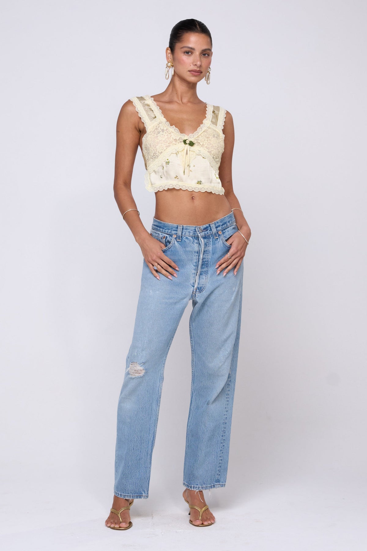This is an image of Eloise Top in Beurre - RESA featuring a model wearing the dress