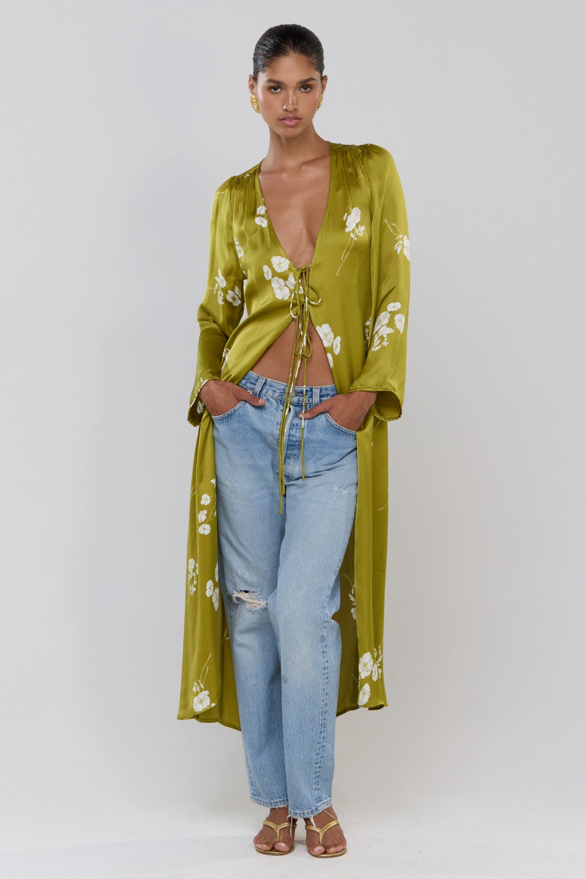 This is an image of Elysa in Moss - RESA featuring a model wearing the dress