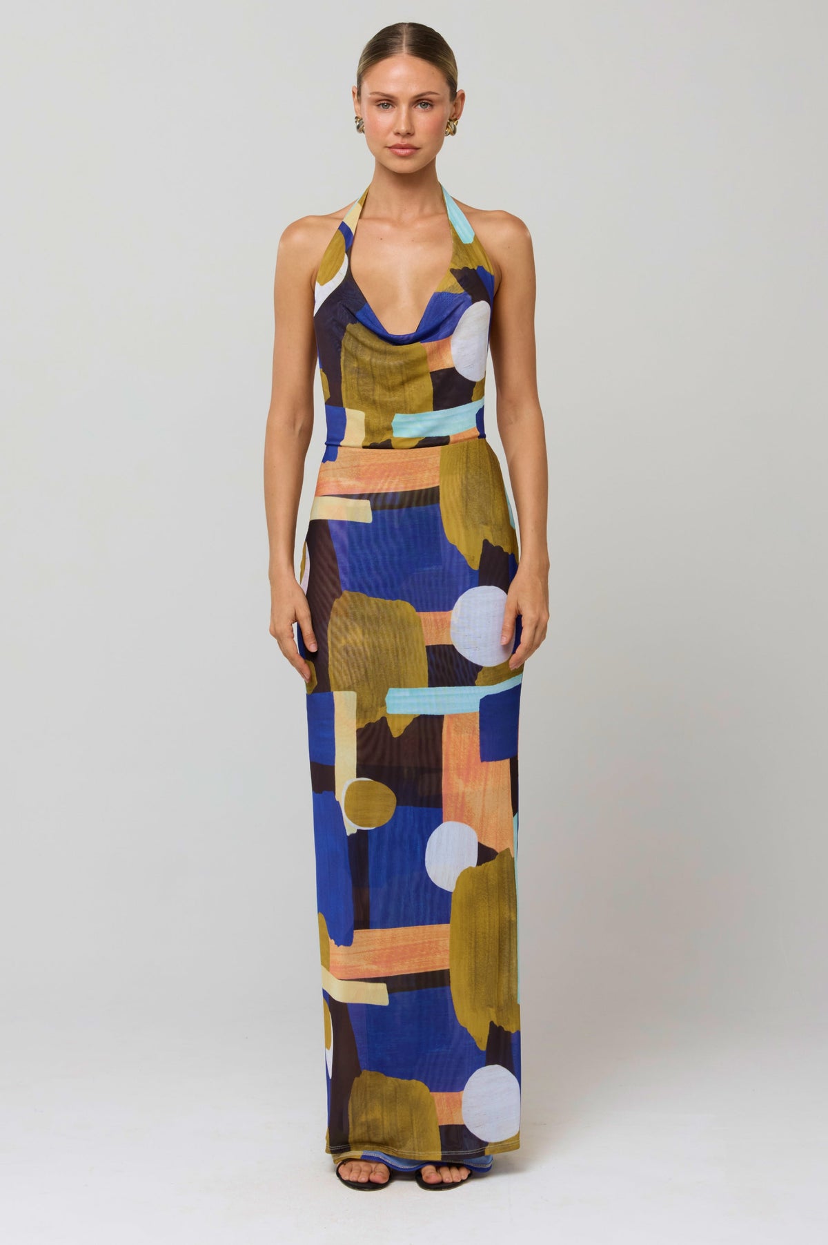 This is an image of Fiona Dress in Deco - RESA featuring a model wearing the dress