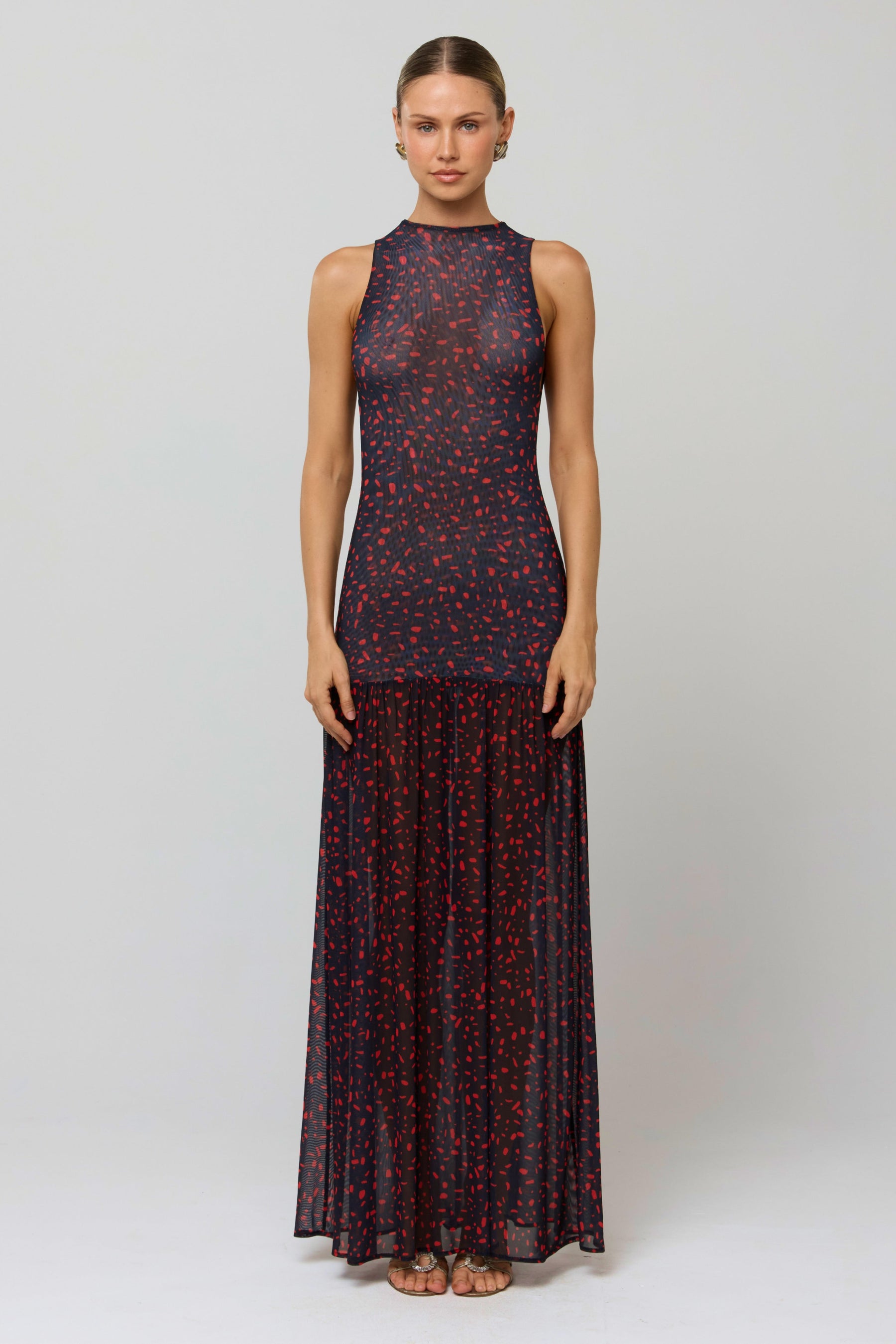 This is an image of Frida Dress in Rouge - RESA featuring a model wearing the dress