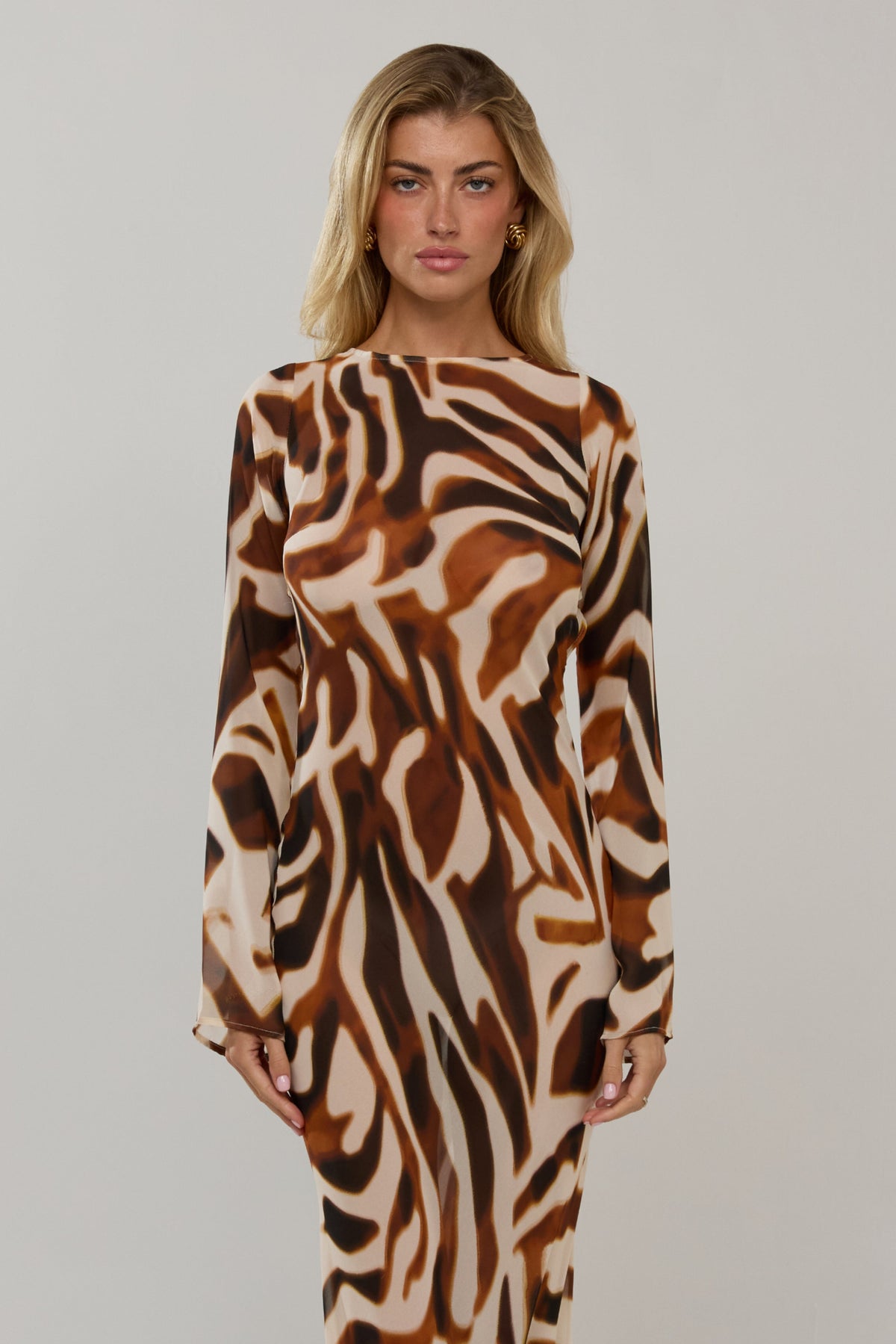 This is an image of Halley in Rye - RESA featuring a model wearing the dress