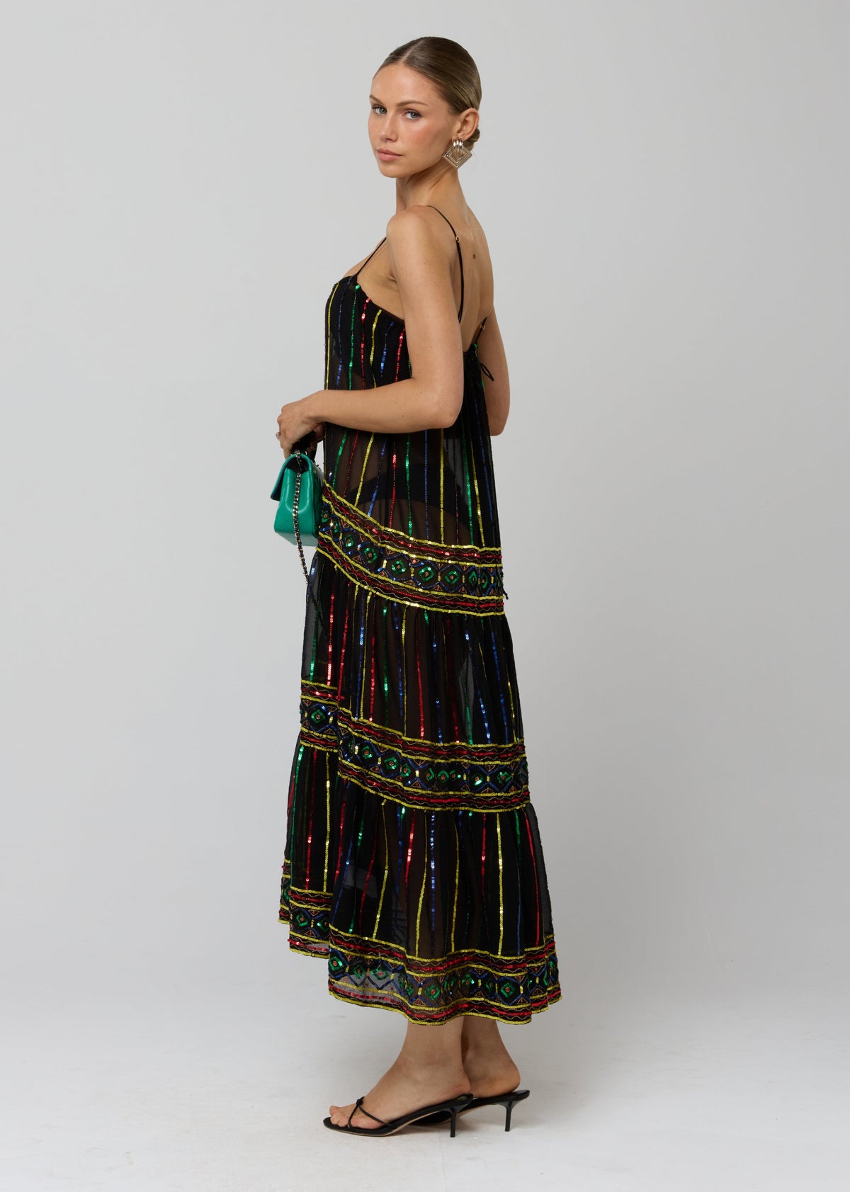 This is an image of Hudson Dress in Multi Color - RESA featuring a model wearing the dress
