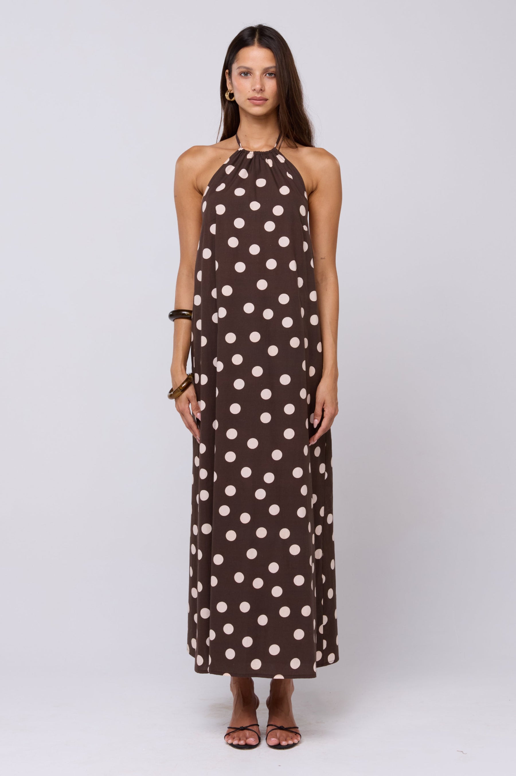 This is an image of Iris Halter Dress in Polo - RESA featuring a model wearing the dress