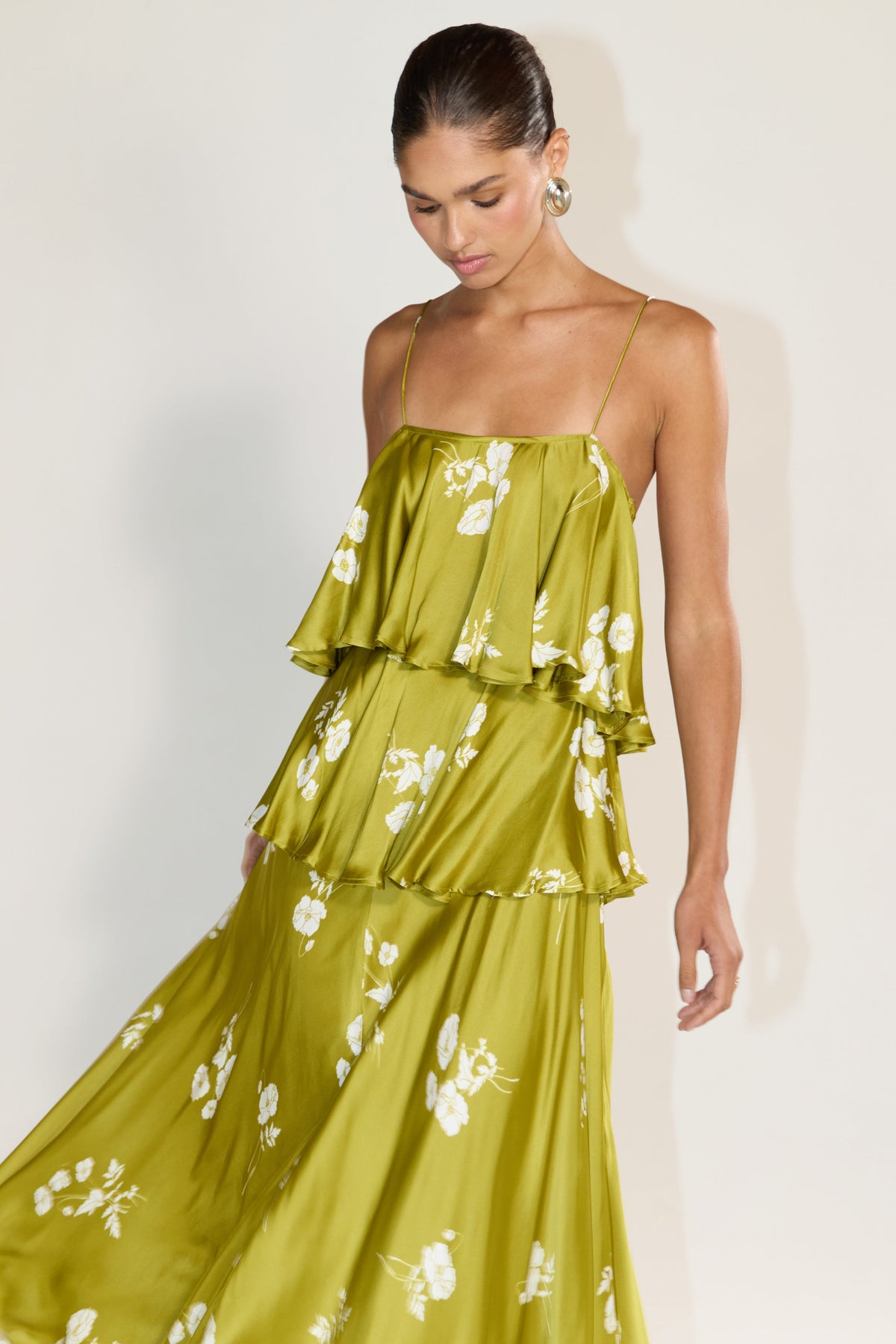 This is an image of Kora in Moss - RESA featuring a model wearing the dress
