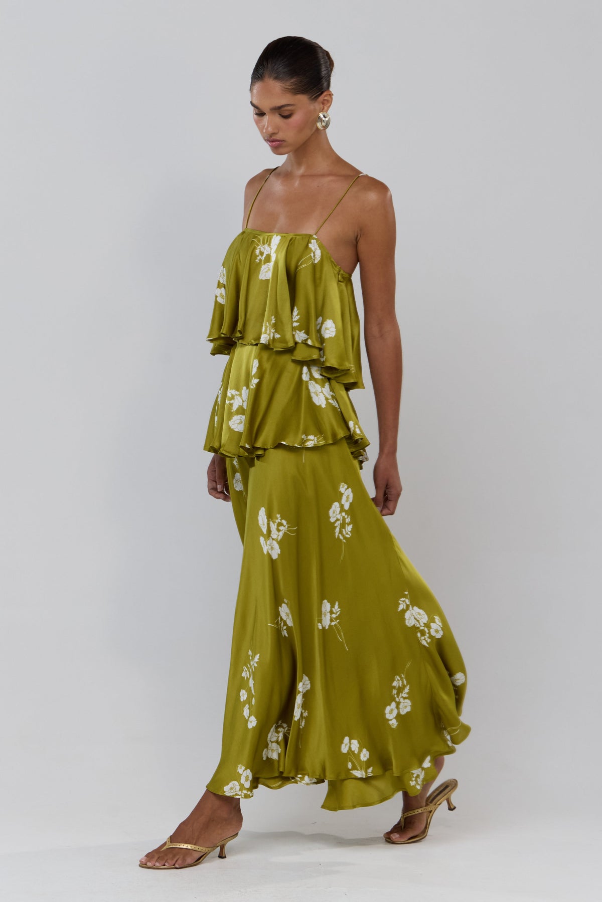 This is an image of Kora in Moss - RESA featuring a model wearing the dress