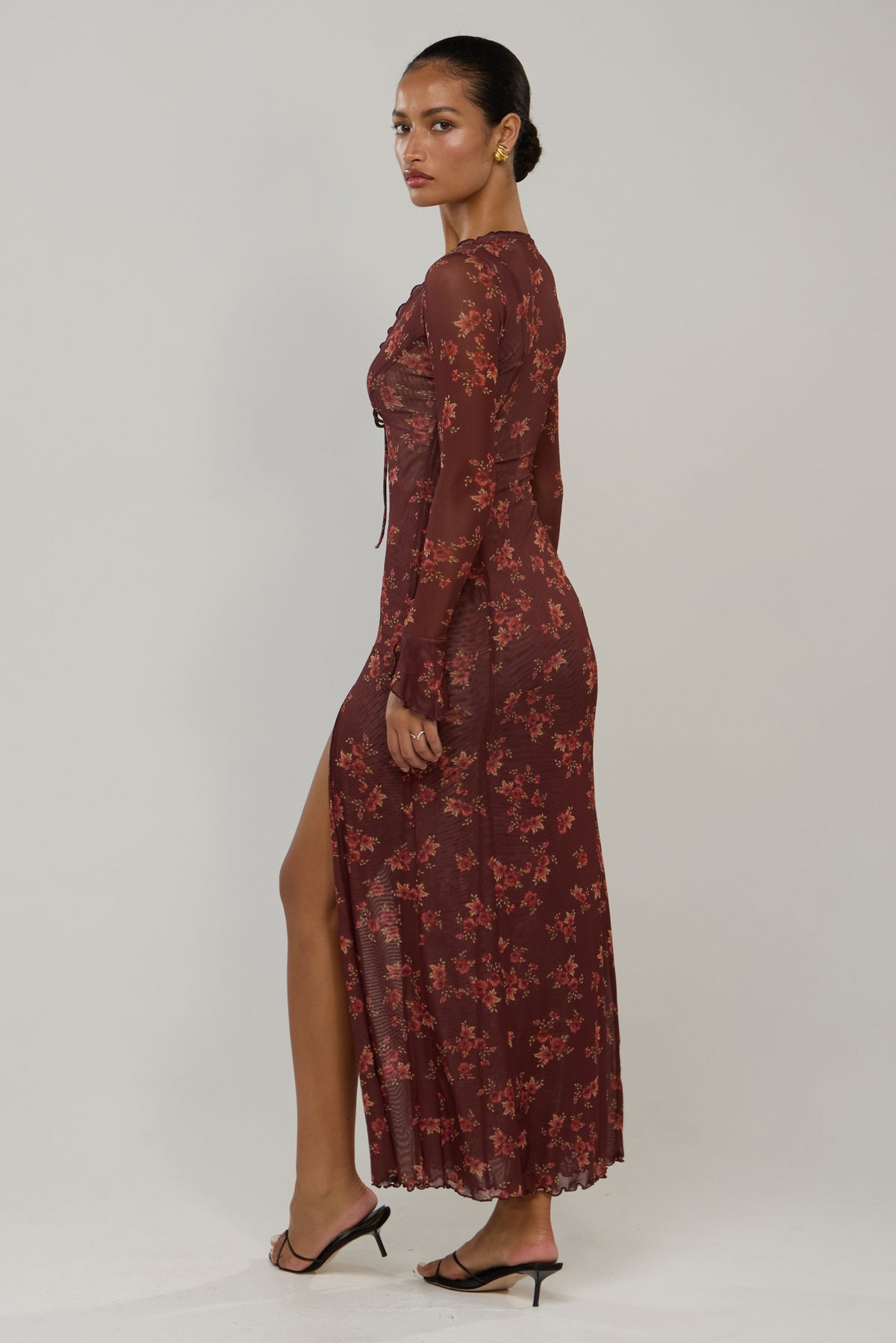 This is an image of Lennon in Mulberry - RESA featuring a model wearing the dress