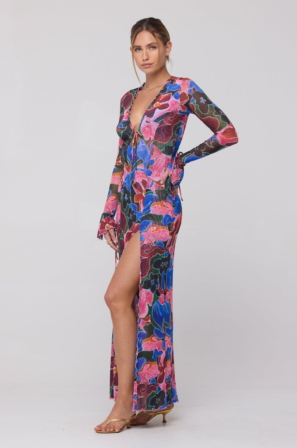 This is an image of Lennon Maxi in Ares - RESA featuring a model wearing the dress