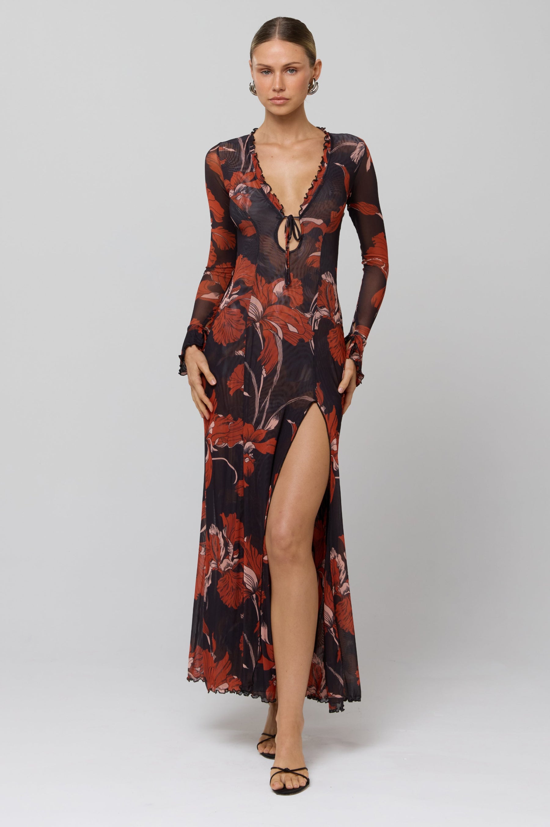 This is an image of Lennon Maxi in Coeur - RESA featuring a model wearing the dress