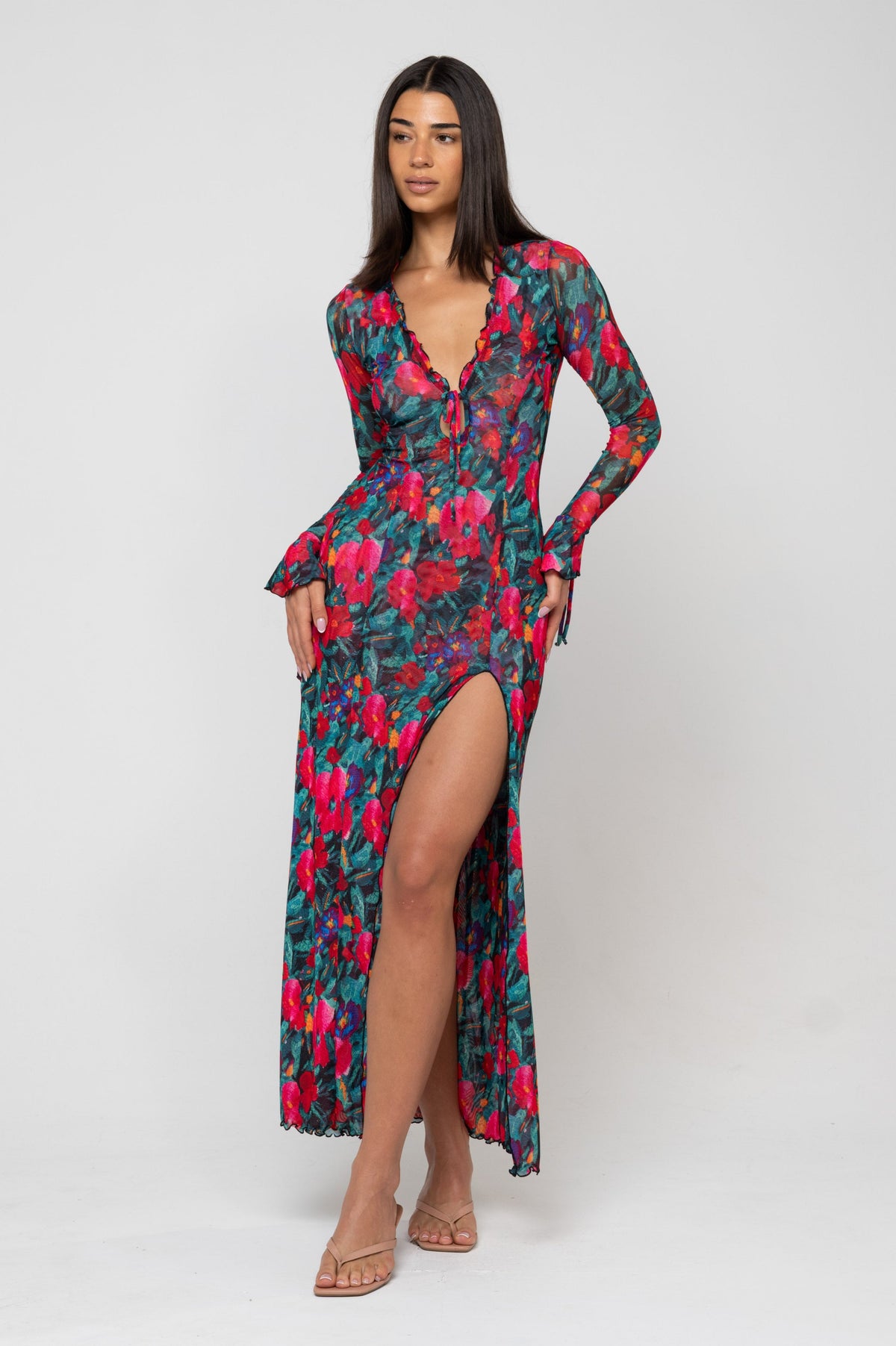 This is an image of Lennon Maxi in Resort - RESA featuring a model wearing the dress