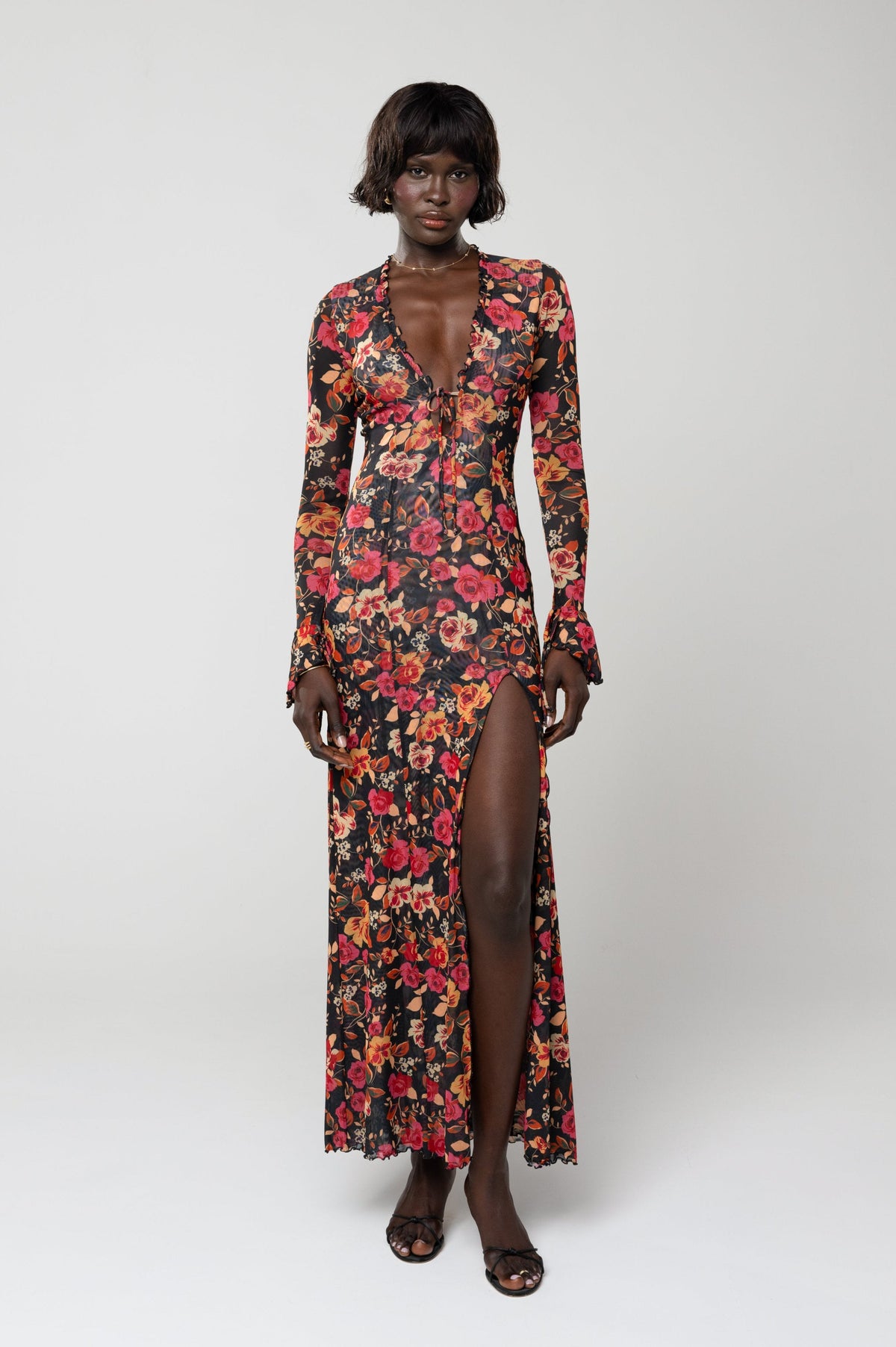 This is an image of Lennon Maxi in Rosie - RESA featuring a model wearing the dress