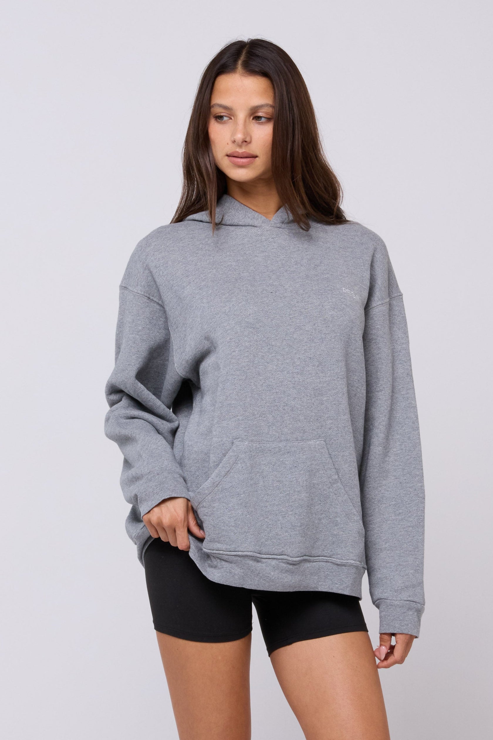 This is an image of Leo Hoodie in Grey - RESA featuring a model wearing the dress