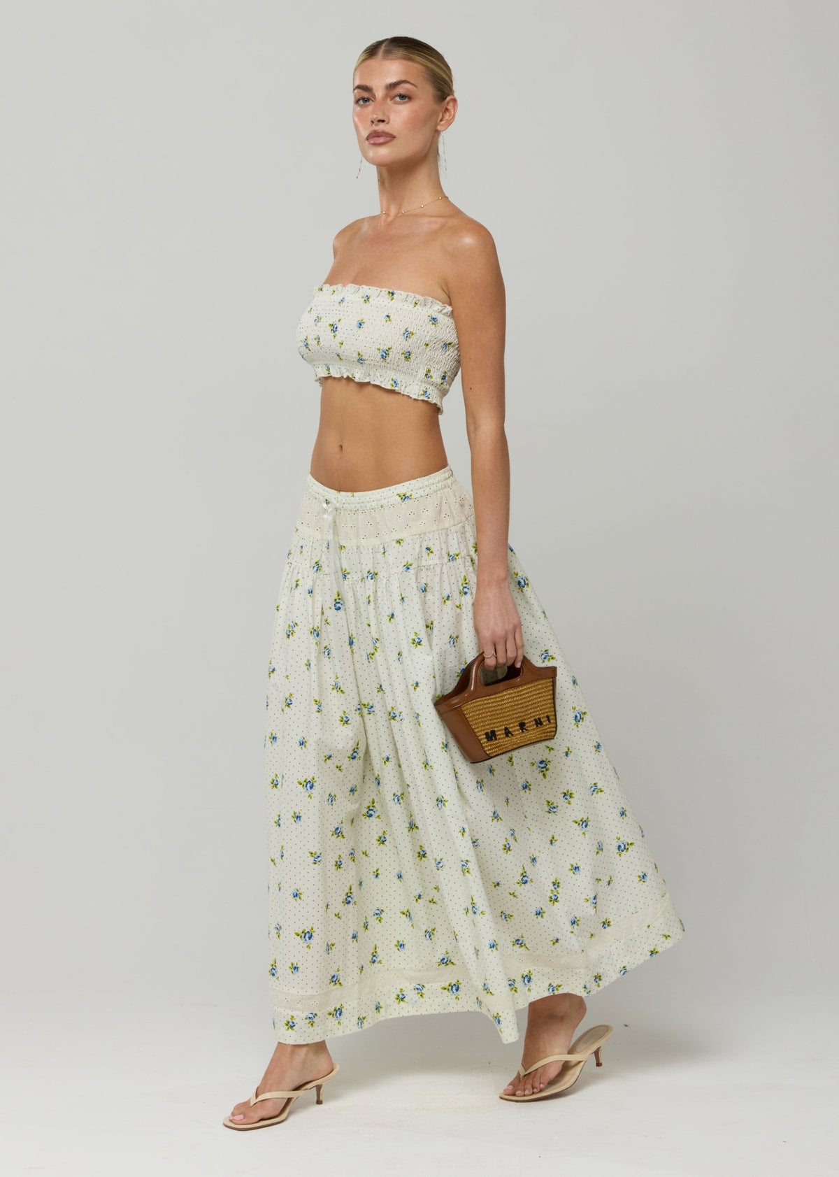This is an image of Lyssa Set in Cotton Bluebell - RESA featuring a model wearing the dress