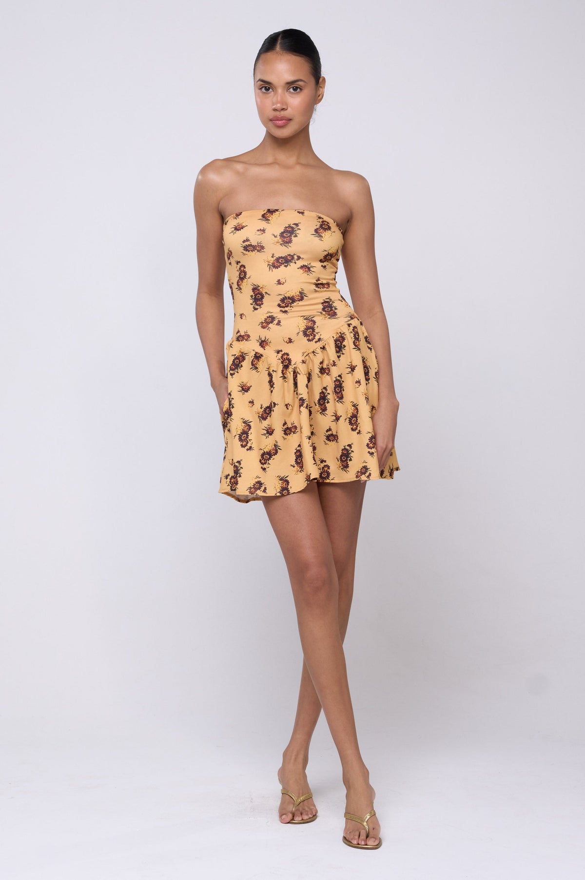 This is an image of Makie Dress in Dandelion - Archive - RESA featuring a model wearing the dress