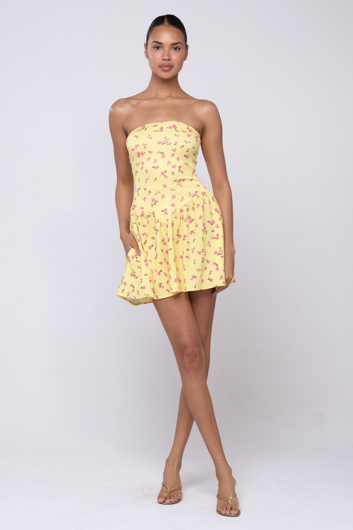 This is an image of Makie Dress in Honey - Archive - RESA featuring a model wearing the dress