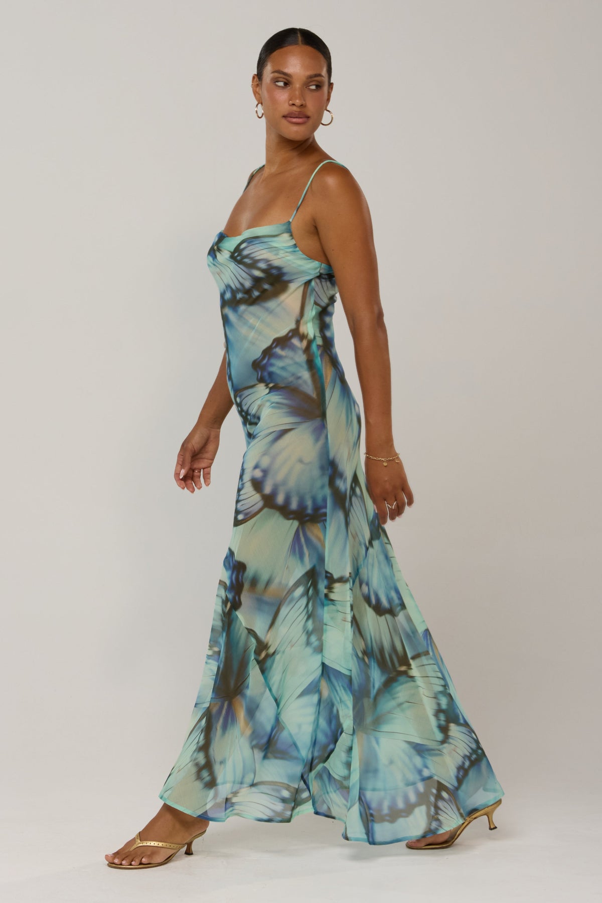 This is an image of Margot in Chiffon Mariposa - RESA featuring a model wearing the dress