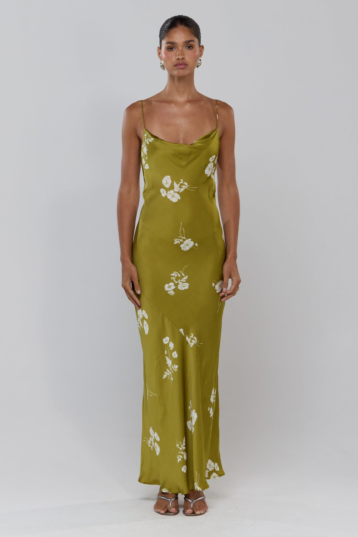 This is an image of Margot in Moss - RESA featuring a model wearing the dress