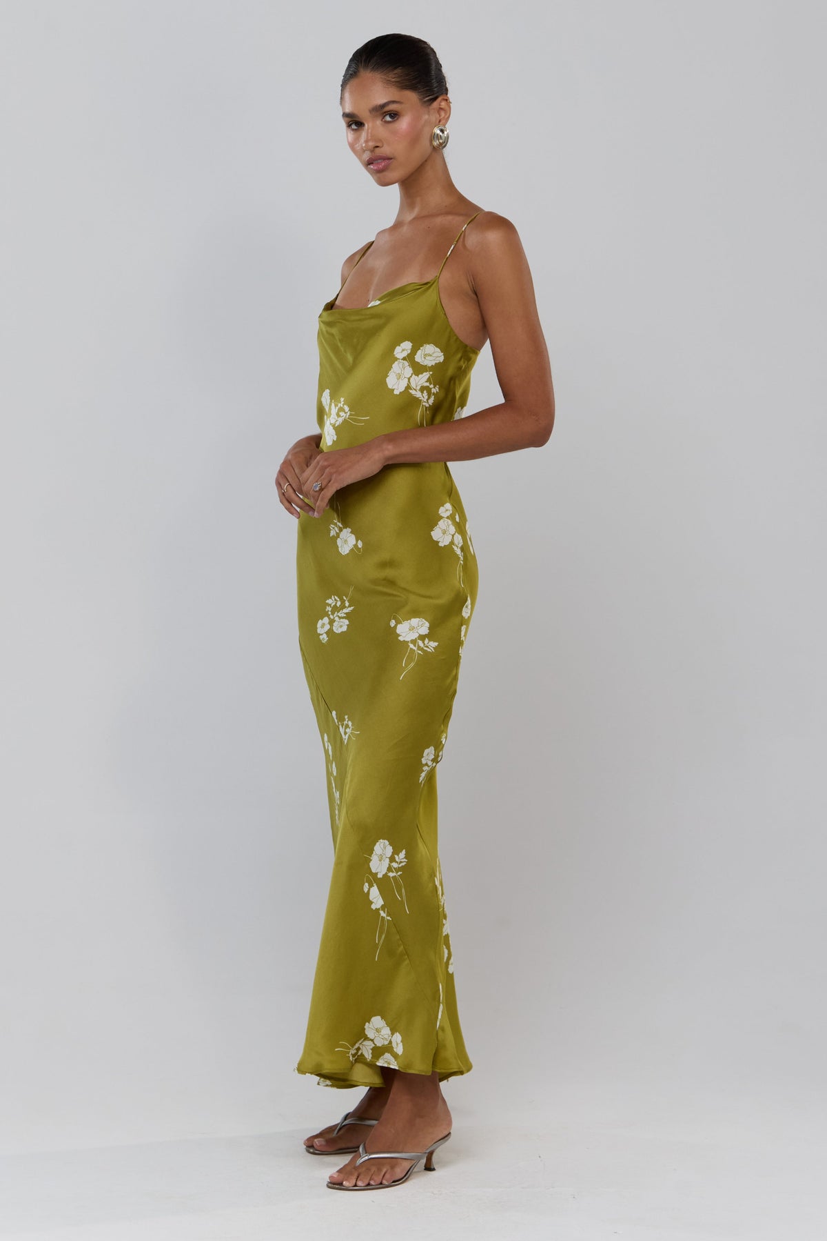 This is an image of Margot in Moss - RESA featuring a model wearing the dress