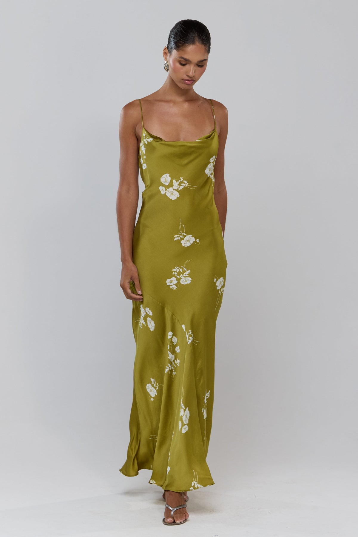 This is an image of Margot in Moss - RESA featuring a model wearing the dress