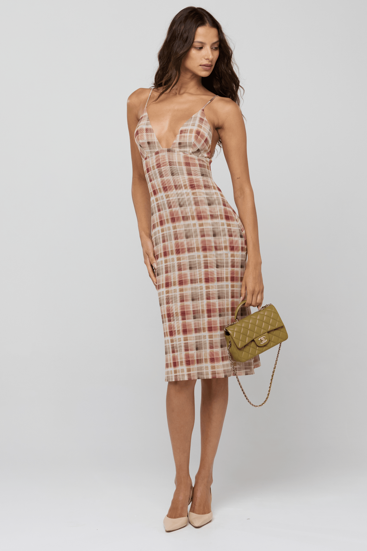 This is an image of Matilda Midi Dress in Drift - RESA featuring a model wearing the dress