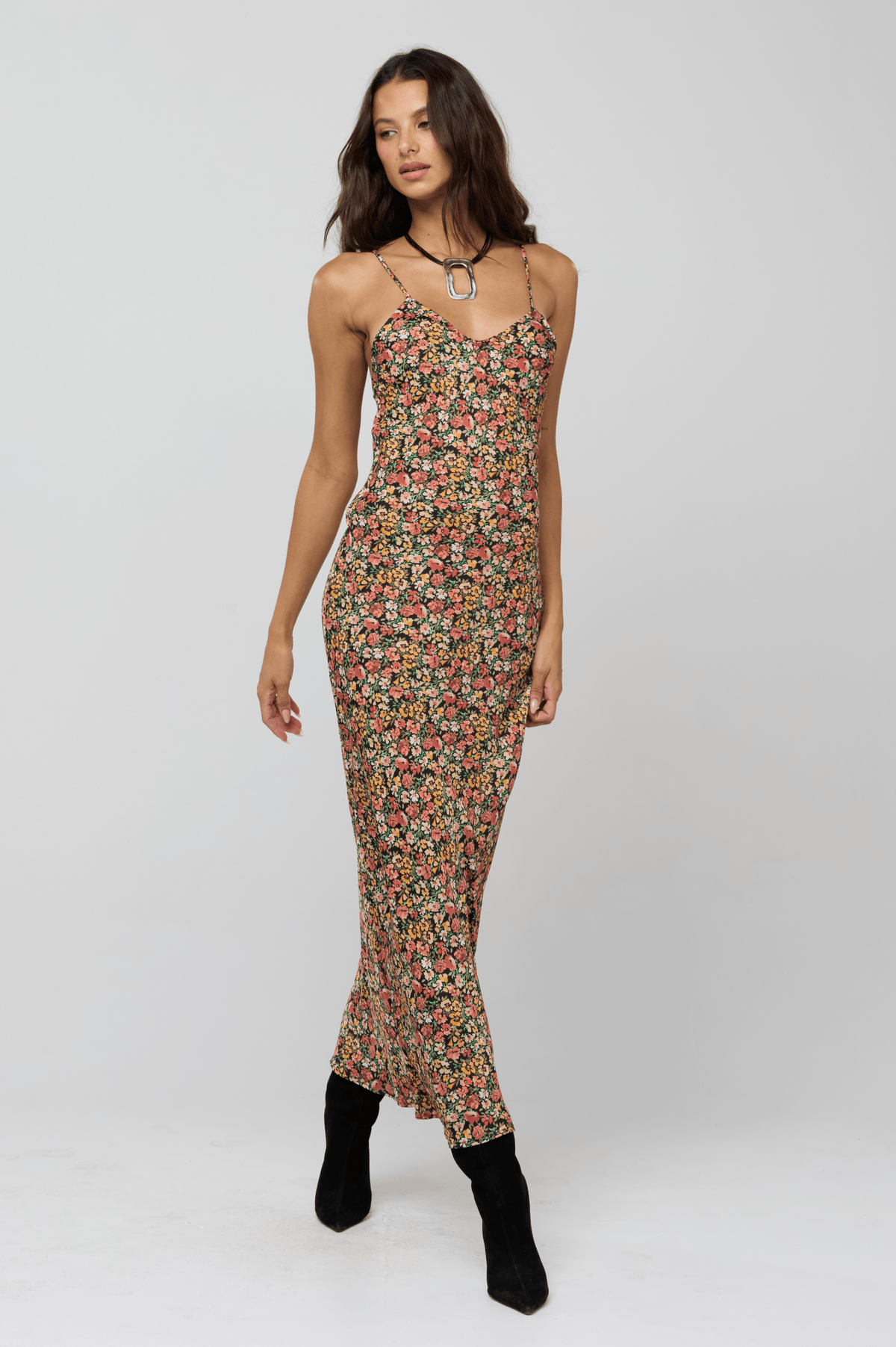 This is an image of Micah Dress in Fig - RESA featuring a model wearing the dress