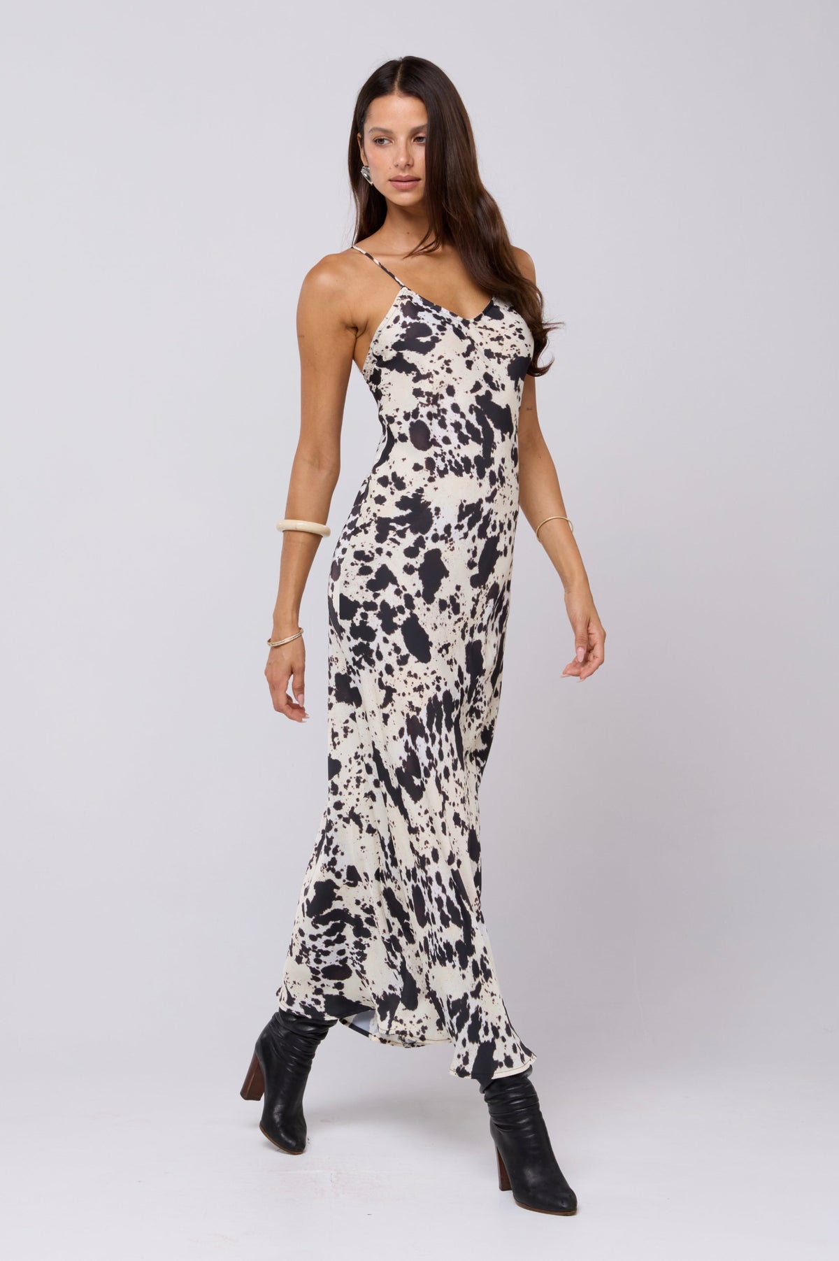 This is an image of Micah Dress in Hide - RESA featuring a model wearing the dress