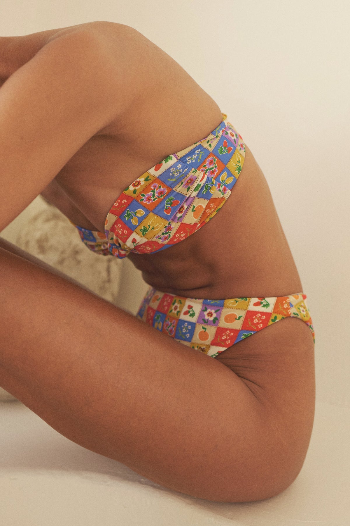 This is an image of Miles Bikini Bottom in Picnic - RESA featuring a model wearing the dress
