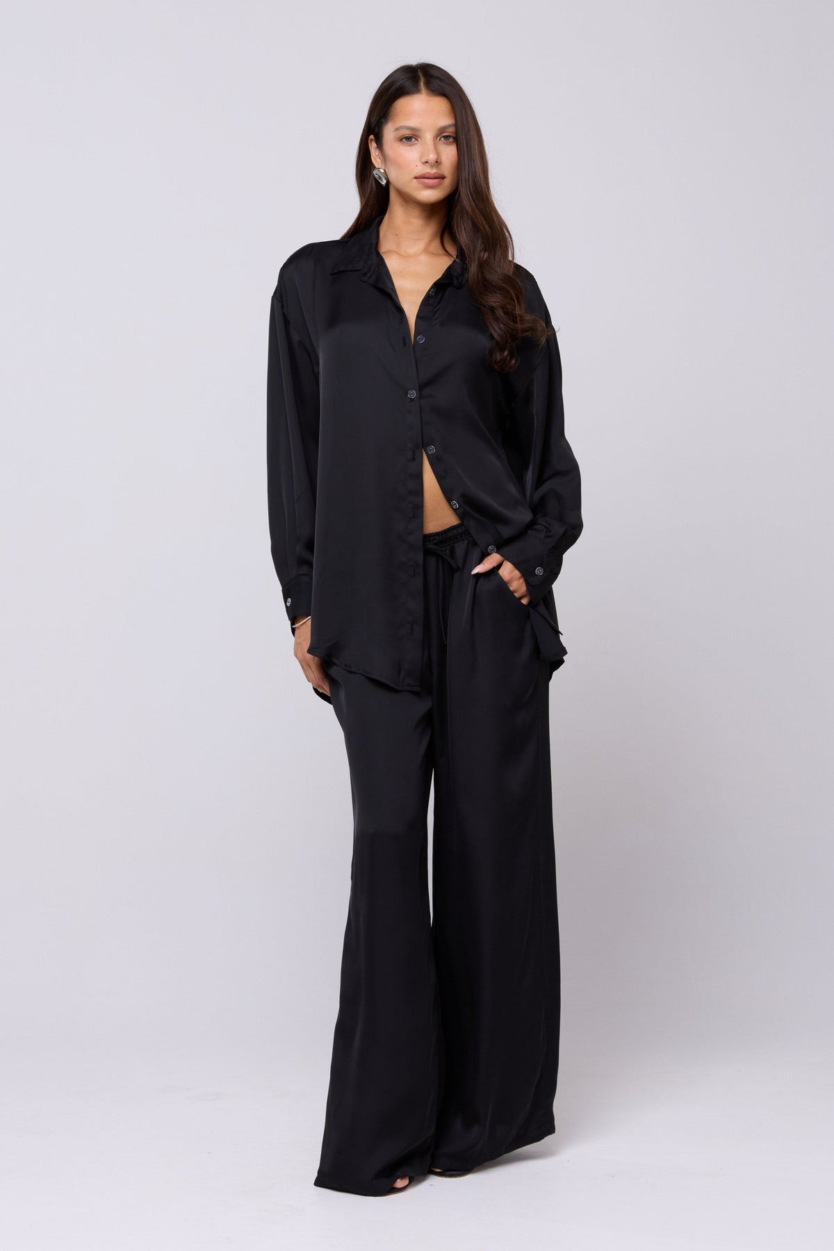 This is an image of Miley Set in Black - RESA featuring a model wearing the dress