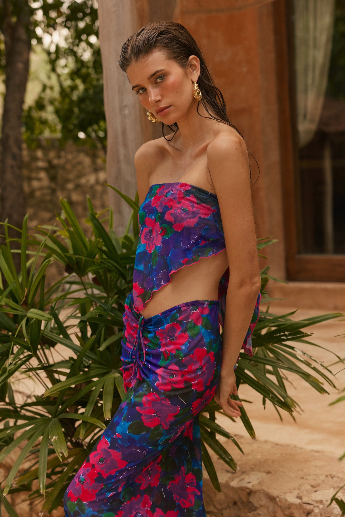 This is an image of Perfect Scarf Top and Sarong in Lanai - RESA featuring a model wearing the dress