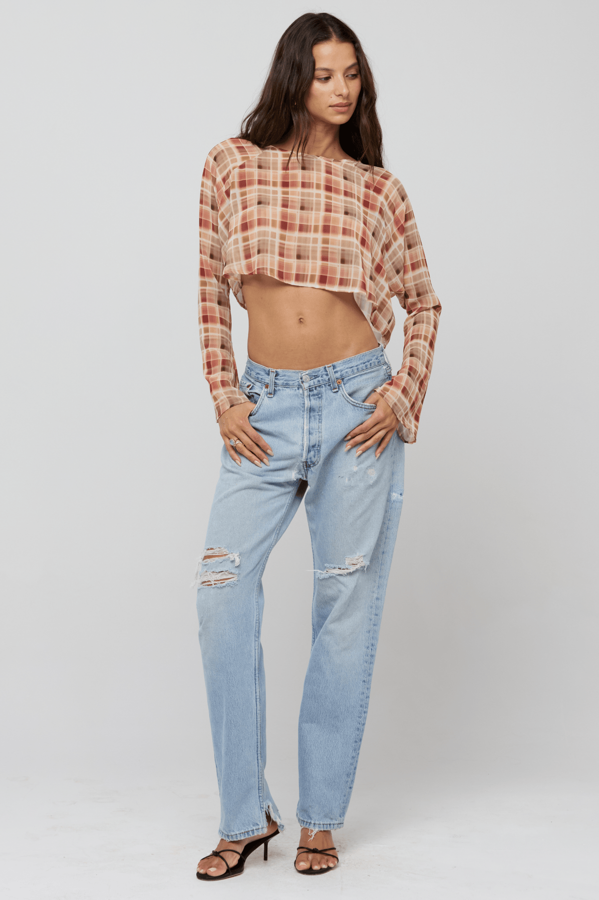 This is an image of Piper Crop Top in Drift - RESA featuring a model wearing the dress
