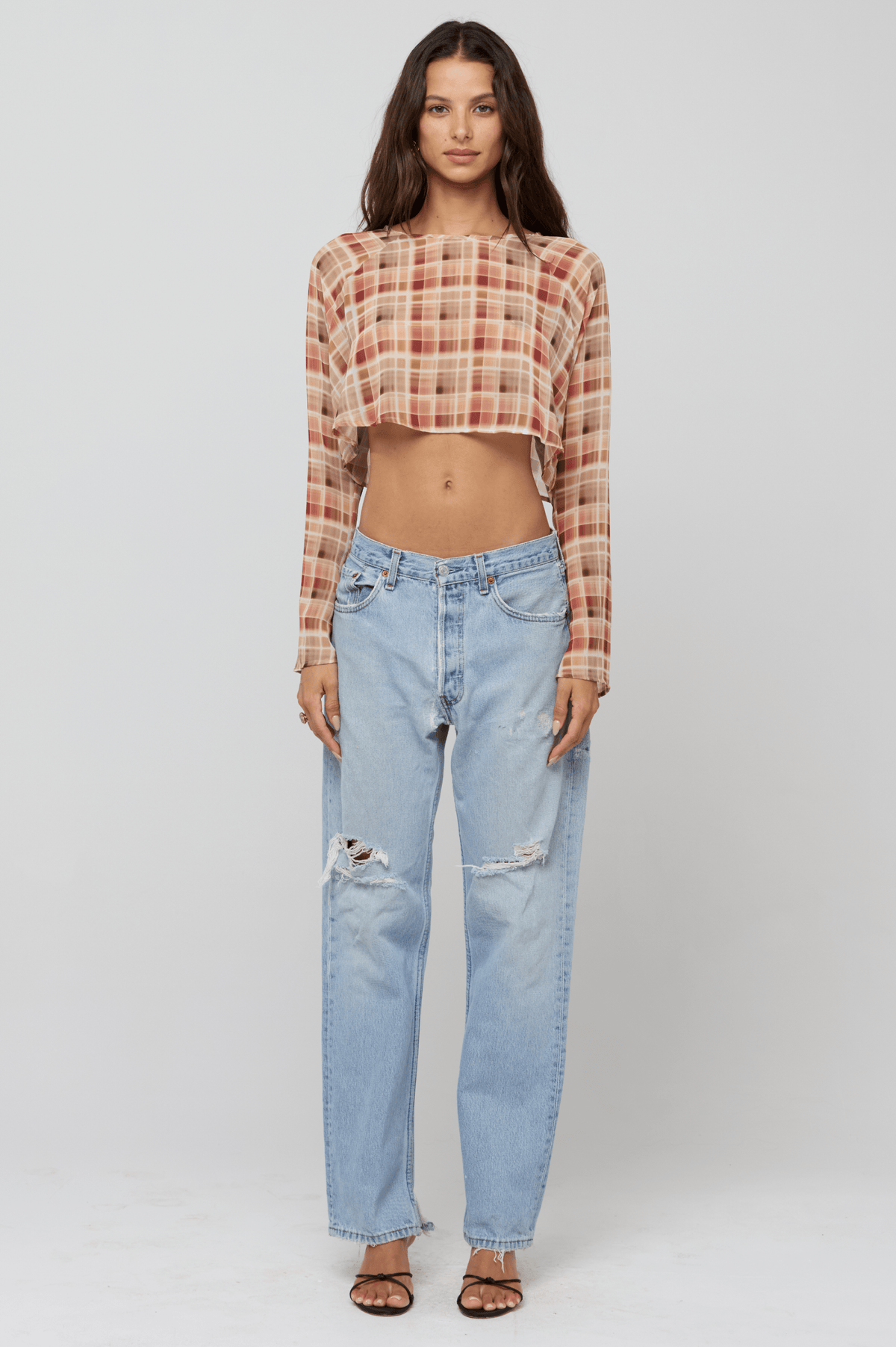 This is an image of Piper Crop Top in Drift - RESA featuring a model wearing the dress