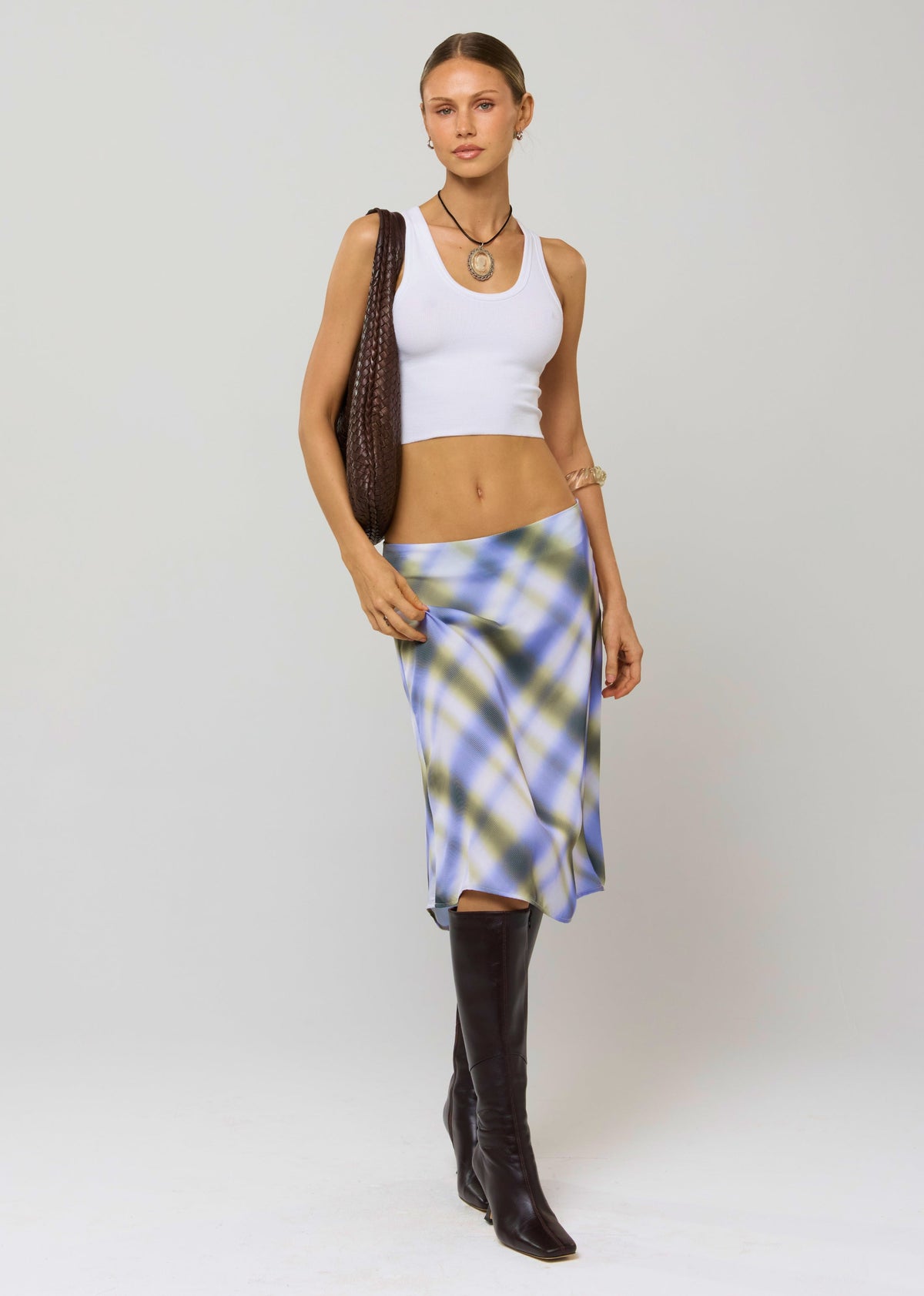 This is an image of Rachel Skirt in Blur - RESA featuring a model wearing the dress